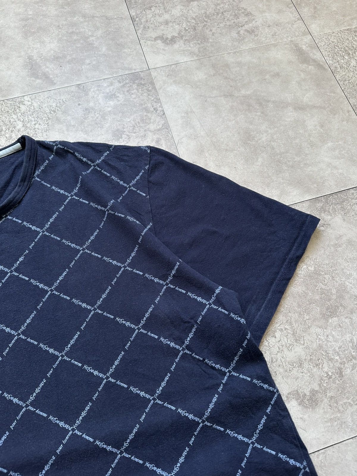 Vintage × Yves Saint Laurent Vintage 90s Yves Saint Laurent Ysl Monogram Blue T-Shirt Size US M / EU 48-50 / 2 - 6 Thumbnail