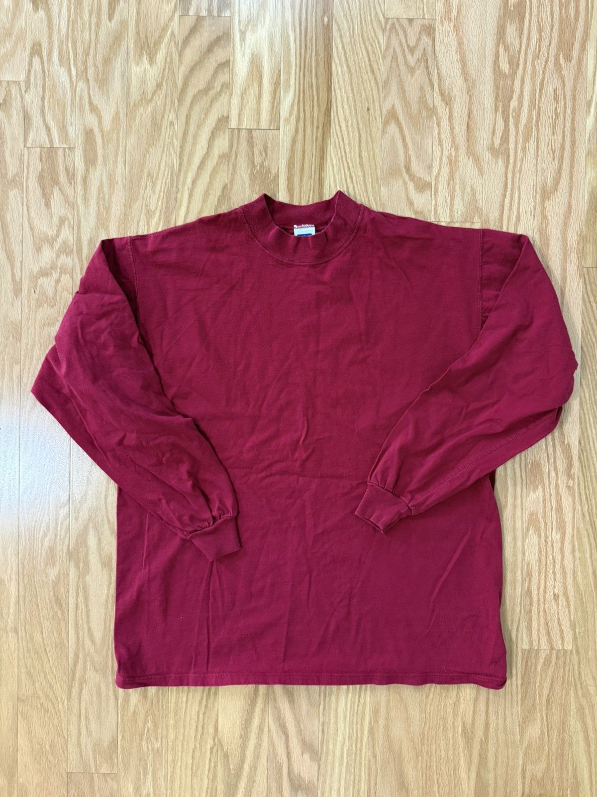Russell Athletic Vintage Russell Athletic Mock Neck Long Sleeve Red Tee Size US L / EU 52-54 / 3 - 1 Thumbnail
