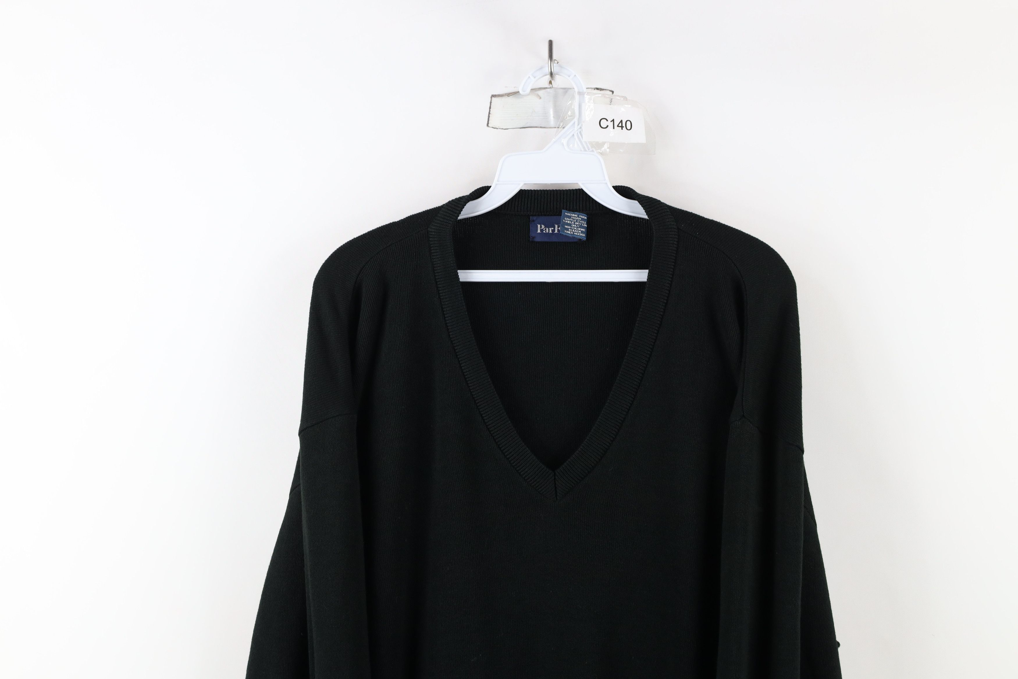 Vintage Vintage 70s Streetwear Blank Knit V-Neck Sweater USA Black Size US L / EU 52-54 / 3 - 2 Thumbnail