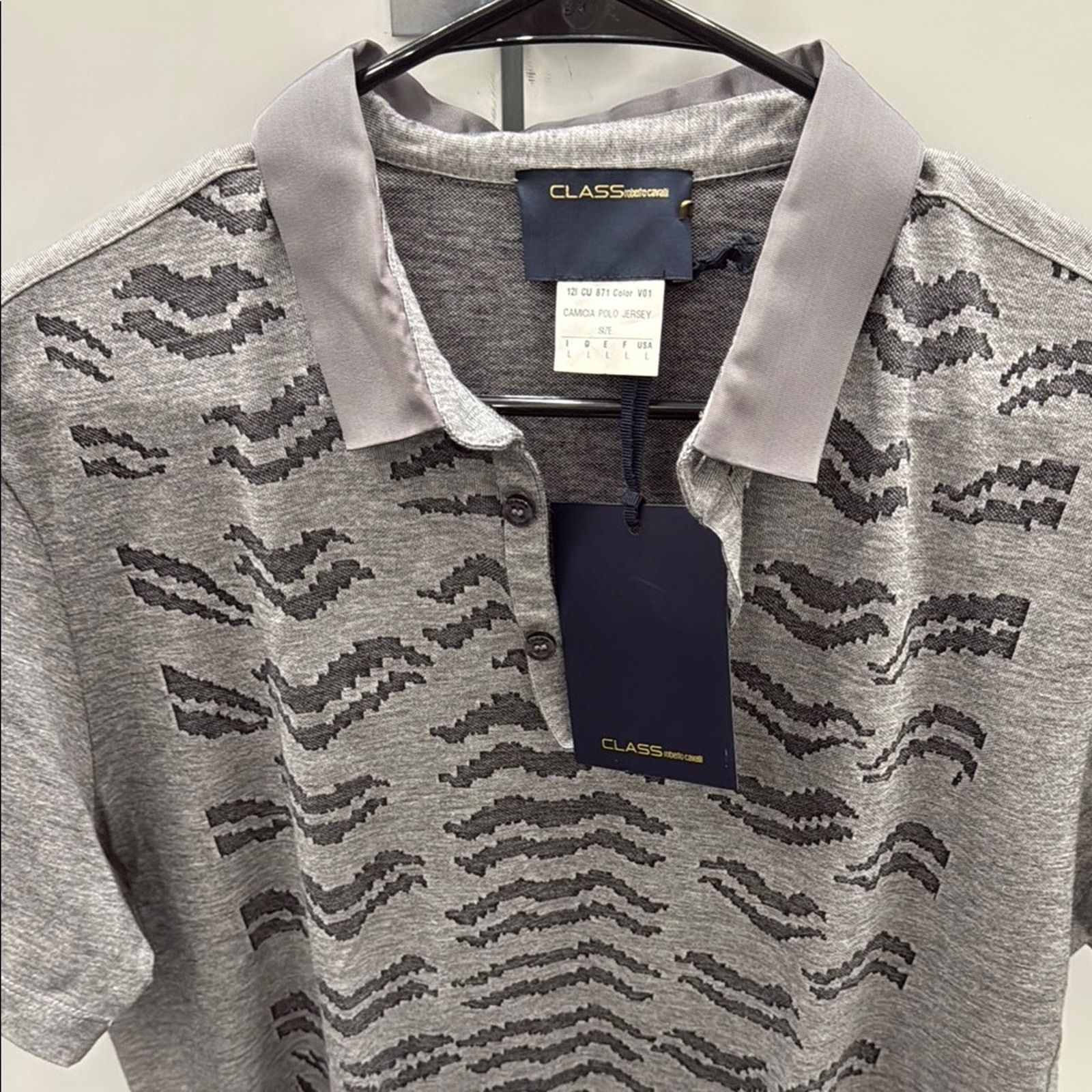 Roberto Cavalli NWT Class by Roberto cavalli Men's Gray Polo Shirt Size L Size US L / EU 52-54 / 3 - 1 Thumbnail
