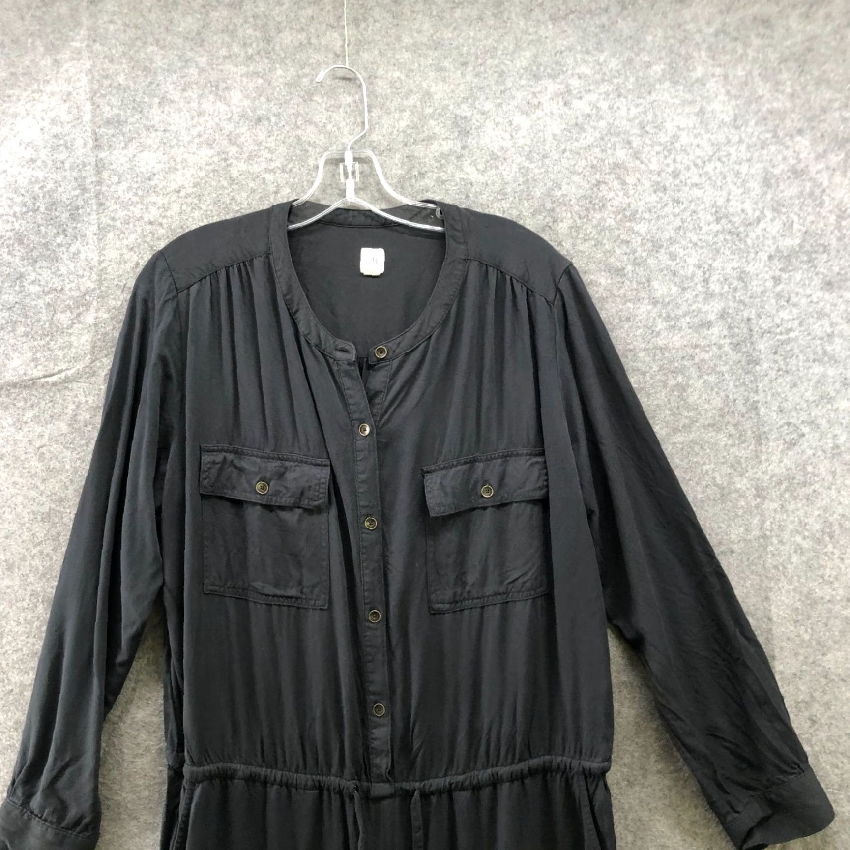 Gap Gap Jumpsuit Womens L Black Long Sleeve Modal Relaxed Utility - Button Front - One-Piece - Pockets - Wide-Leg - Shirt/Jumpsuit Size L / US 10 / IT 46 - 3 Thumbnail