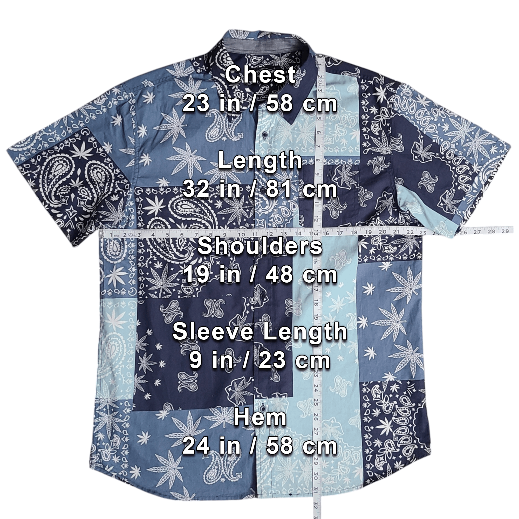 Japanese Brand Paisley Bandana Weed Leaf Stoner Button Up Shirt - Size: XL Size US XL / EU 56 / 4 - 2 Thumbnail