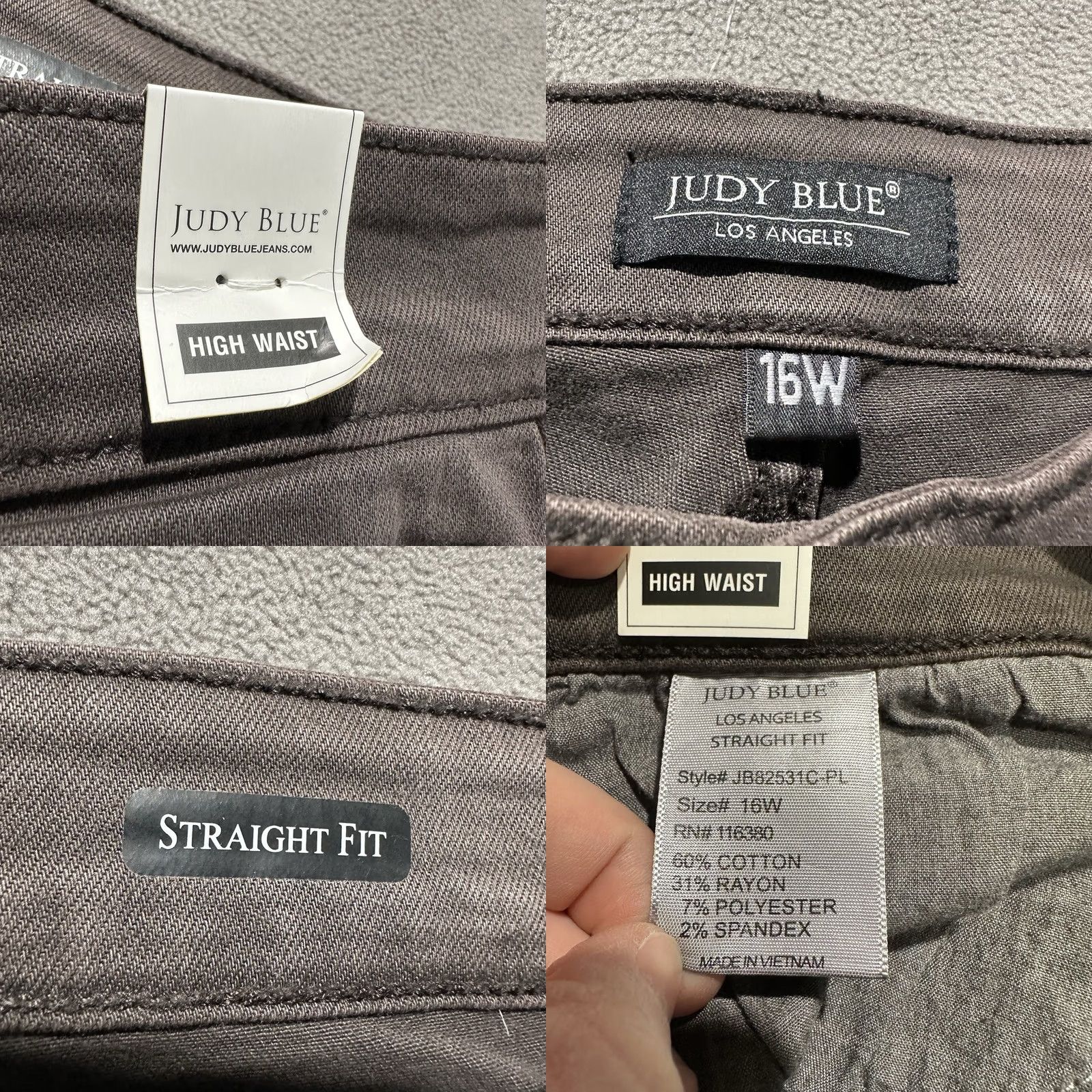 Vintage NWT Judy Blue Jeans Women 16W Dark Brown Straight Fit Raw Hem JB82531C-PL Size 38" / US 16 / IT 52 - 8 Thumbnail