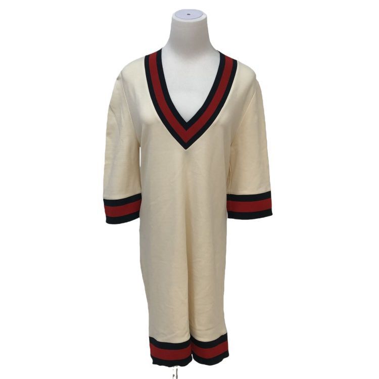 Gucci Gucci V-Neck Stripe Trim Dress Size S Size S / US 4 / IT 40 - 1 Thumbnail
