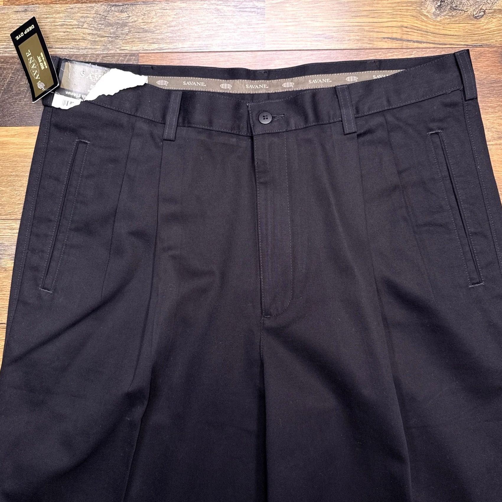 Savane Savane Pants Mens 38x34 Black Wrinkle Free Permanent Crease Deep Dye New Size US 38 / EU 54 - 4 Thumbnail