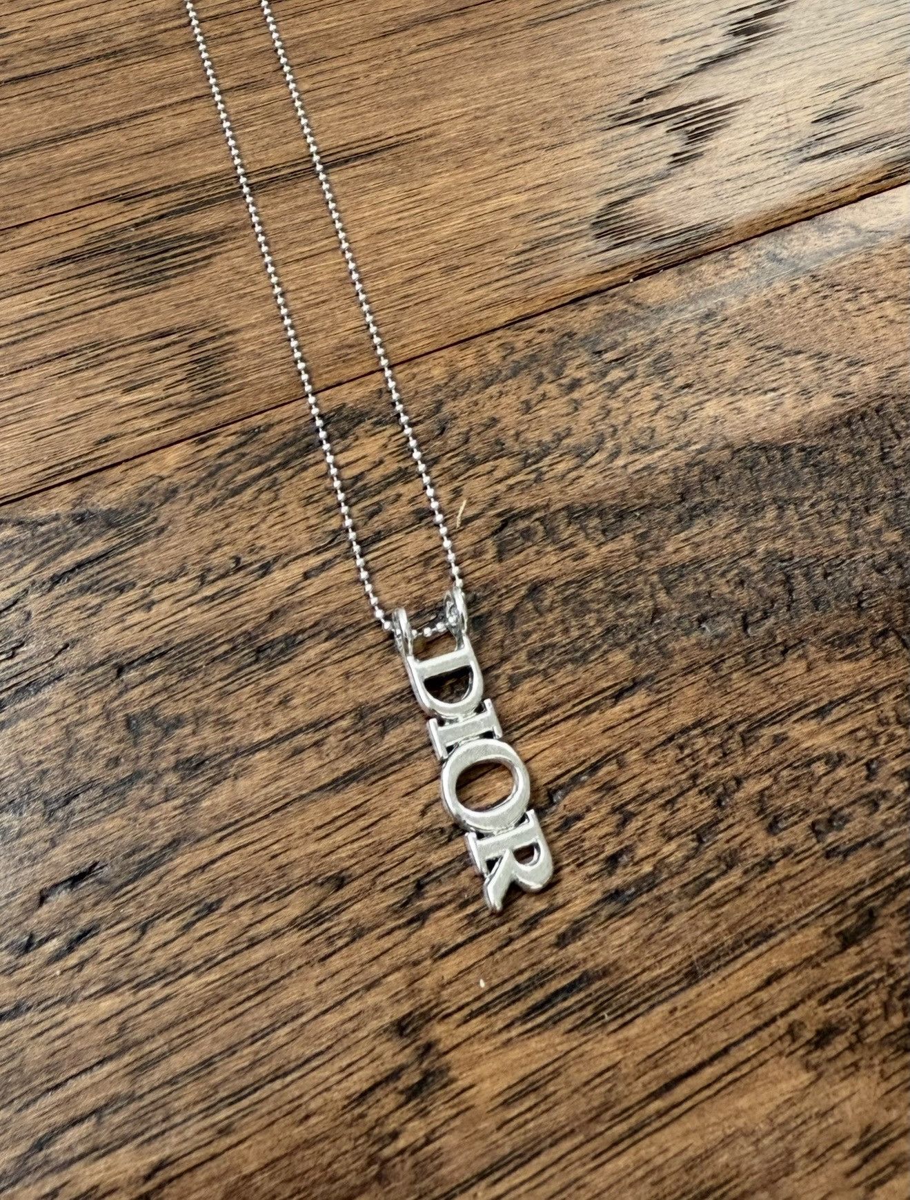 Vintage Dior Logo Pendant 16” Chain Silver Tone Size ONE SIZE - 1 Thumbnail