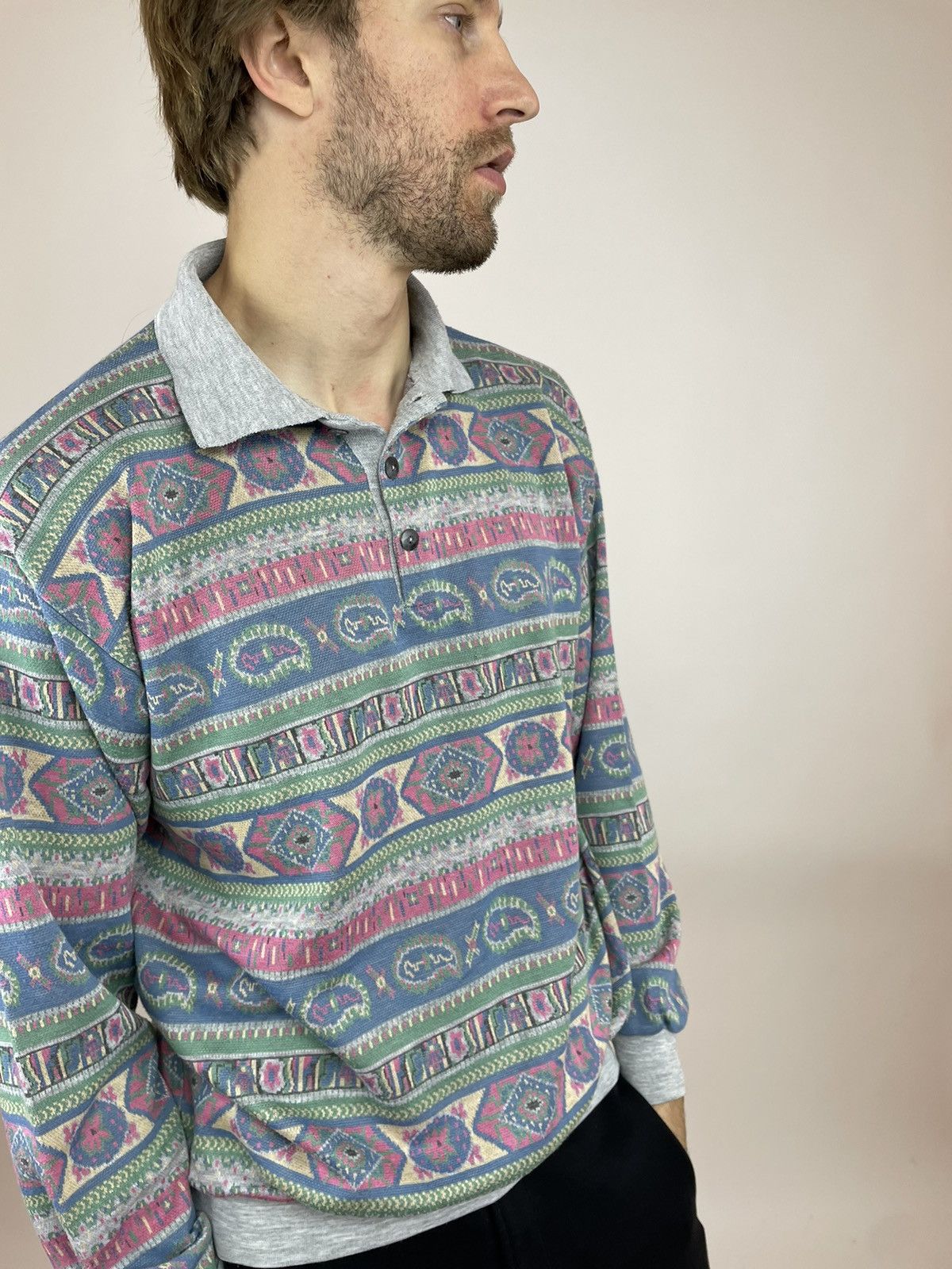 Japanese Brand × Vintage GREEN DUCK Vintage striped polo long sleeve Mens size XL Size US XL / EU 56 / 4 - 9 Thumbnail