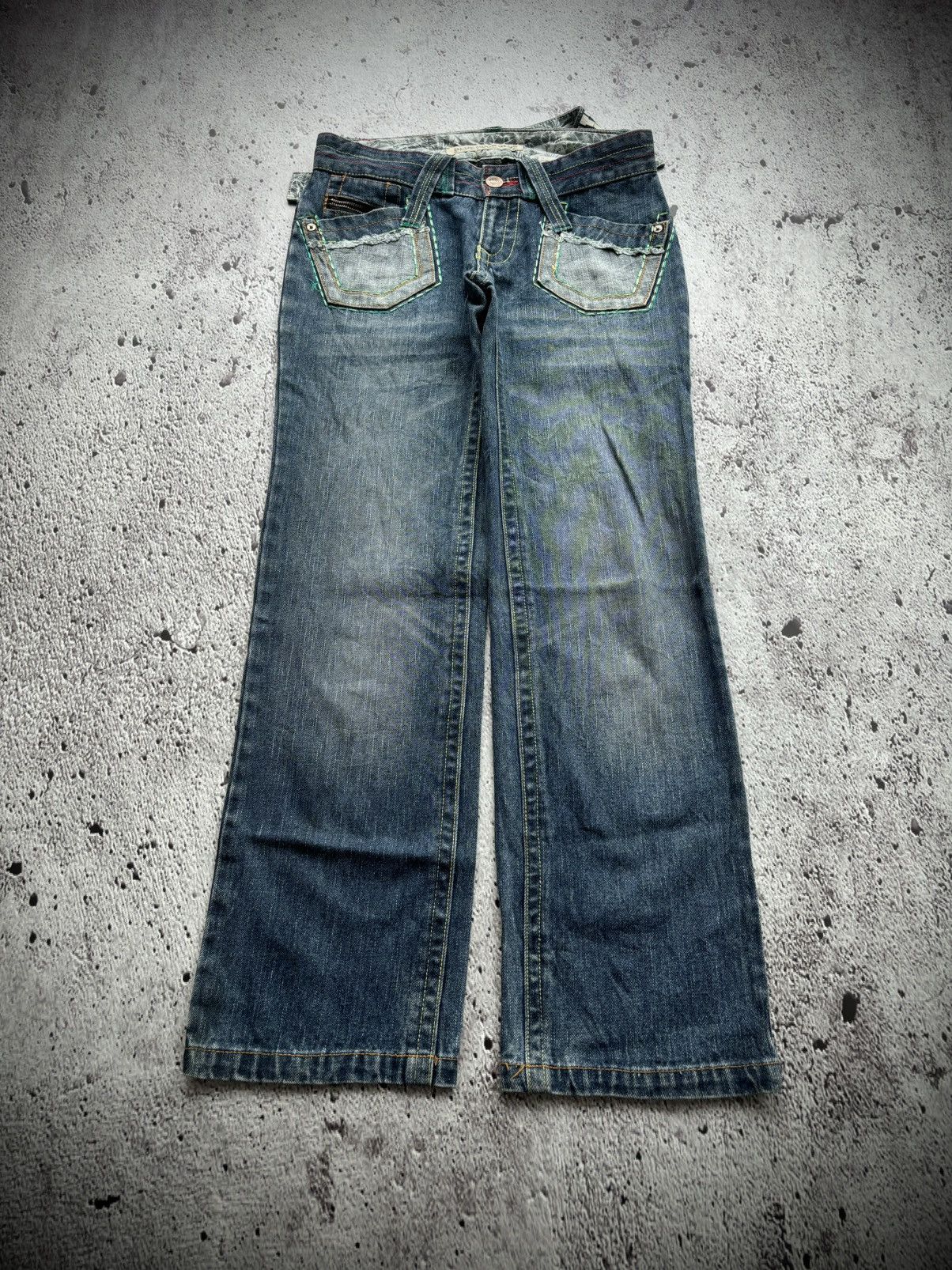 Hysteric Glamour Y2k Blue moon blue bootcut style jeans Size US 31 - 2 Thumbnail