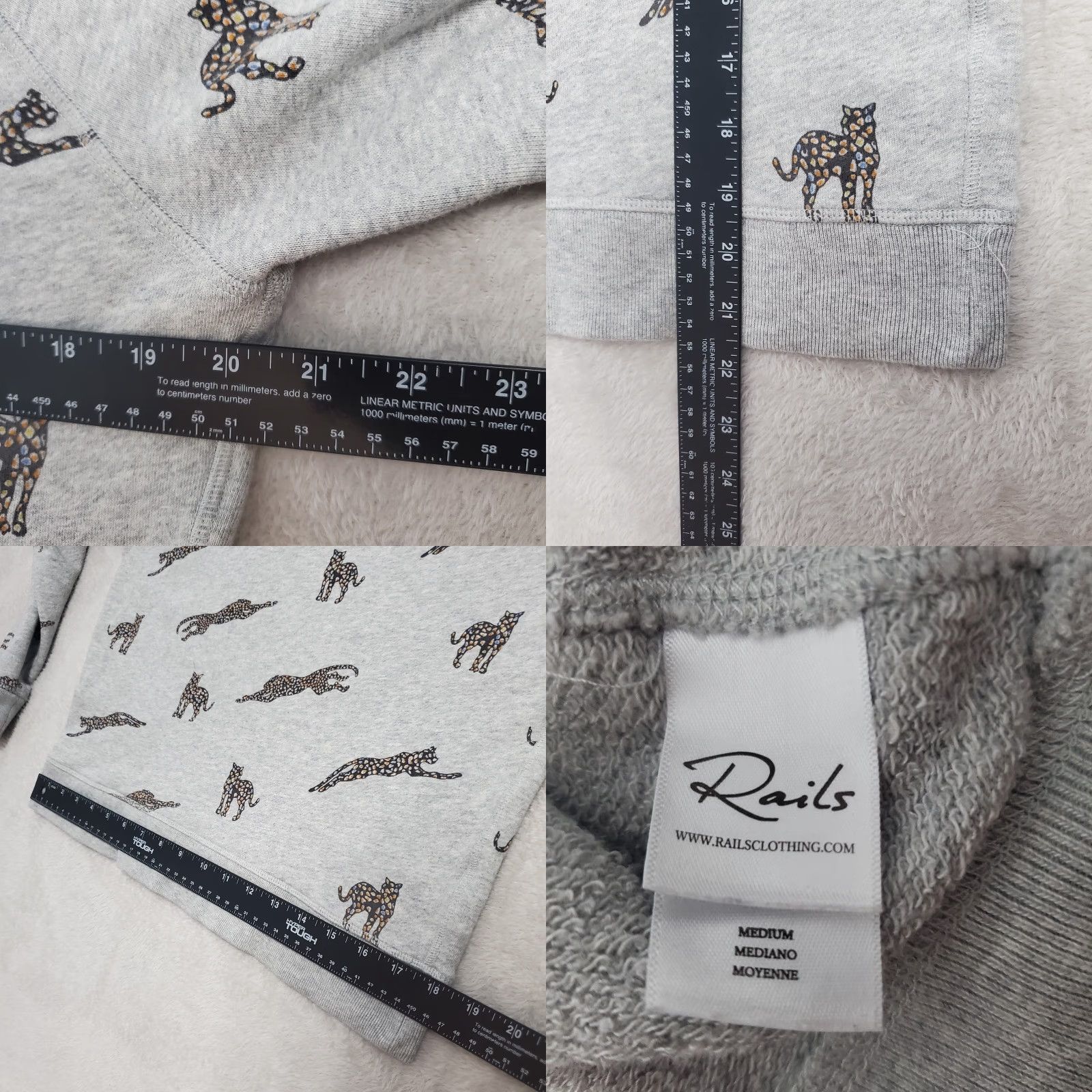 Rails Rails Sweatshirt Women M Gray Jaguar Print Crew Neck Casual Pullover Animal Print Size M / US 6-8 / IT 42-44 - 8 Thumbnail