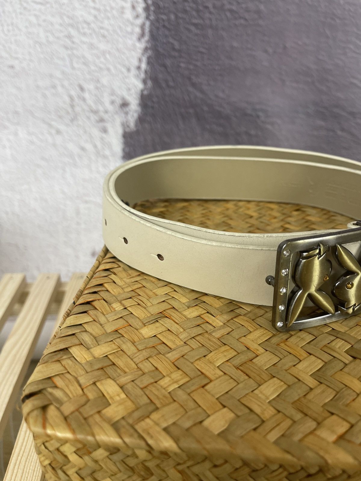 Playboy Playboy vintage size M beige belt leather synthetic Size ONE SIZE - 2 Thumbnail