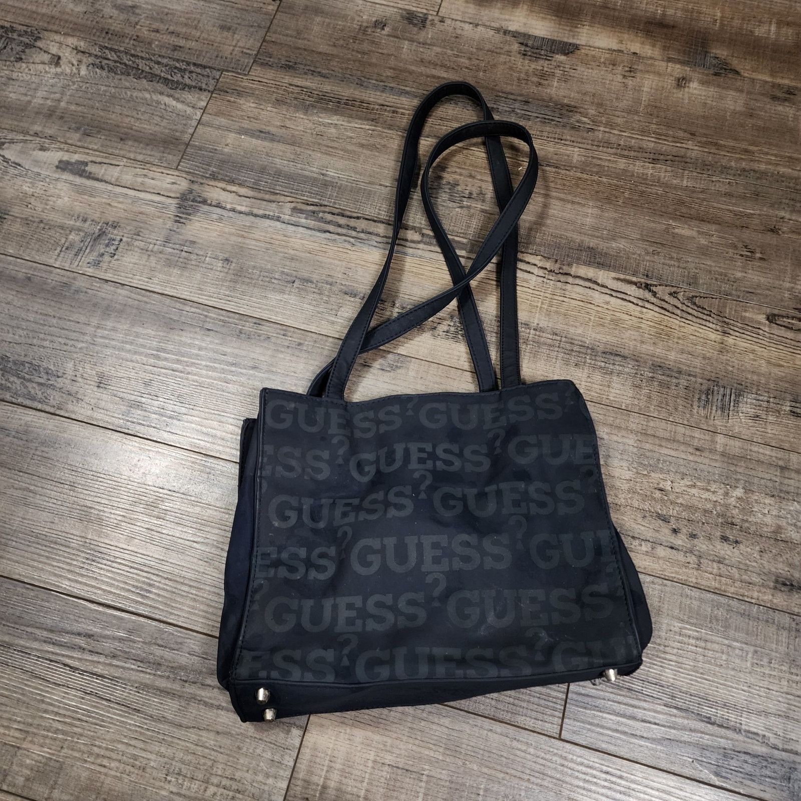 Guess Guess purse black on black vinyl top handle handbag 4a Size ONE SIZE - 1 Thumbnail