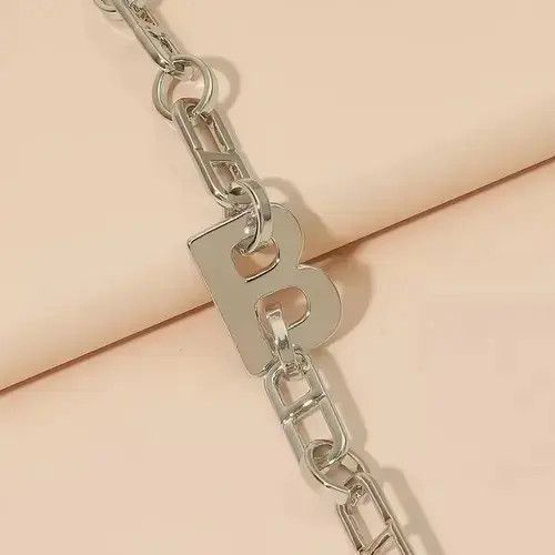 Jewelry × Vintage Letter B Thick Chain Link Vintage Jewelry Bracelet Size ONE SIZE - 3 Thumbnail