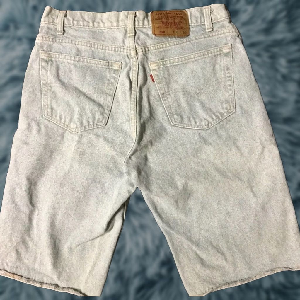 Levi's VINTAGE Levi's 550 Jeans Shorts 33 USA Made Denim Blue 90s Nautical Grunge Hip Hop Sailing Rock Beach Mens Jeans Shorts 33 US Made Levi's 550 Size US 33 - 1 Thumbnail