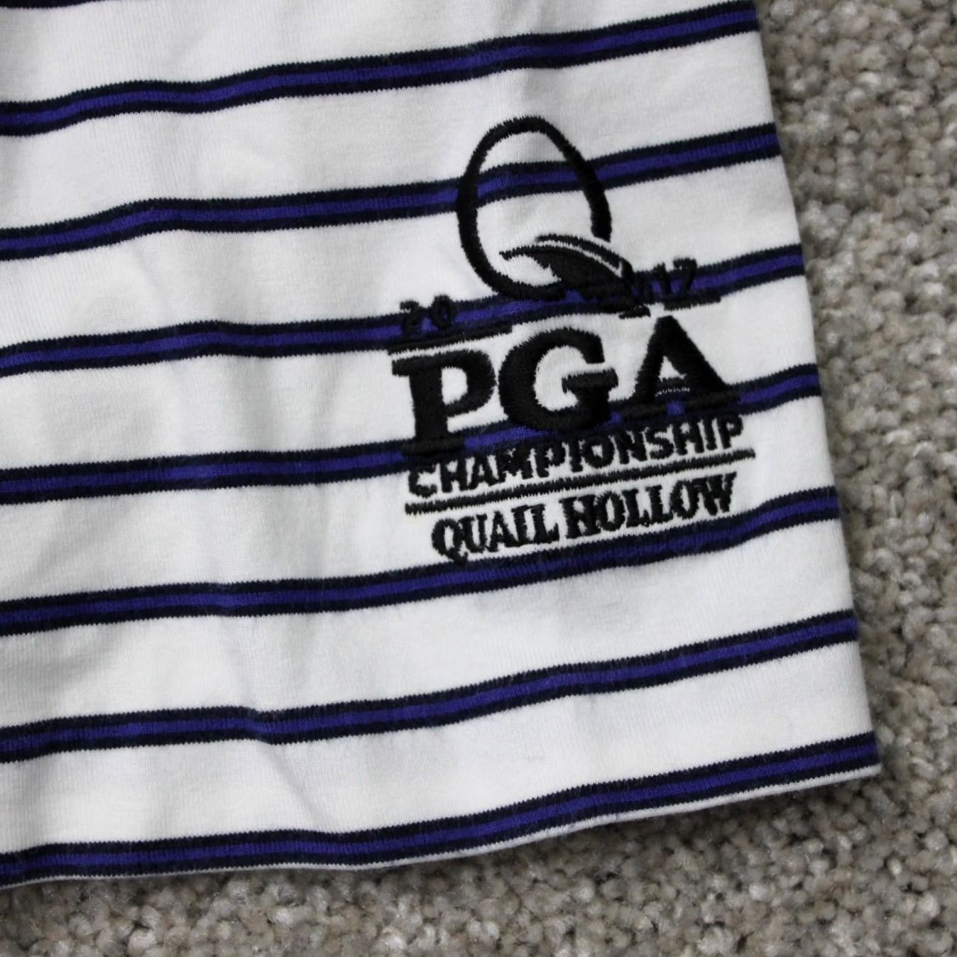 Ralph Lauren Polo Golf Ralph Lauren Polo Shirt Mens XL Blue/White Stretch Lisle PGA Quail Hollow Logo Left Sleeve Size US XL / EU 56 / 4 - 7 Thumbnail