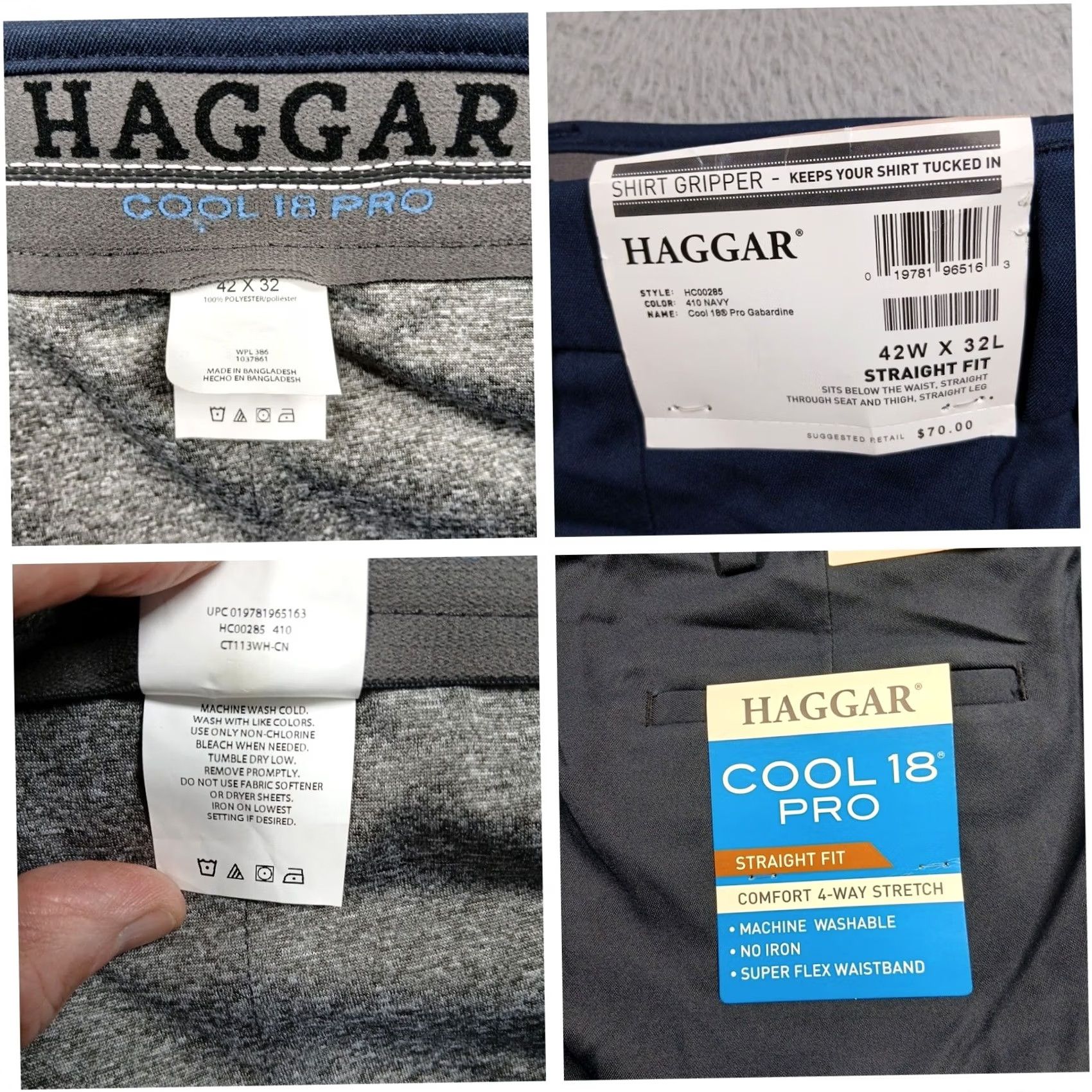 Haggar VINTAGE? No. Haggar Cool 18 Pro Pants Navy Straight Fit 42x32 Mens NWT Size US 42 / EU 58 - 4 Thumbnail