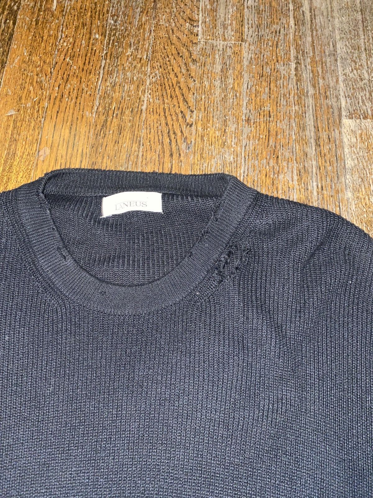 Laneus Made in Italy Laneus Black Distressed Sweater Size XL Size US XL / EU 56 / 4 - 4 Thumbnail