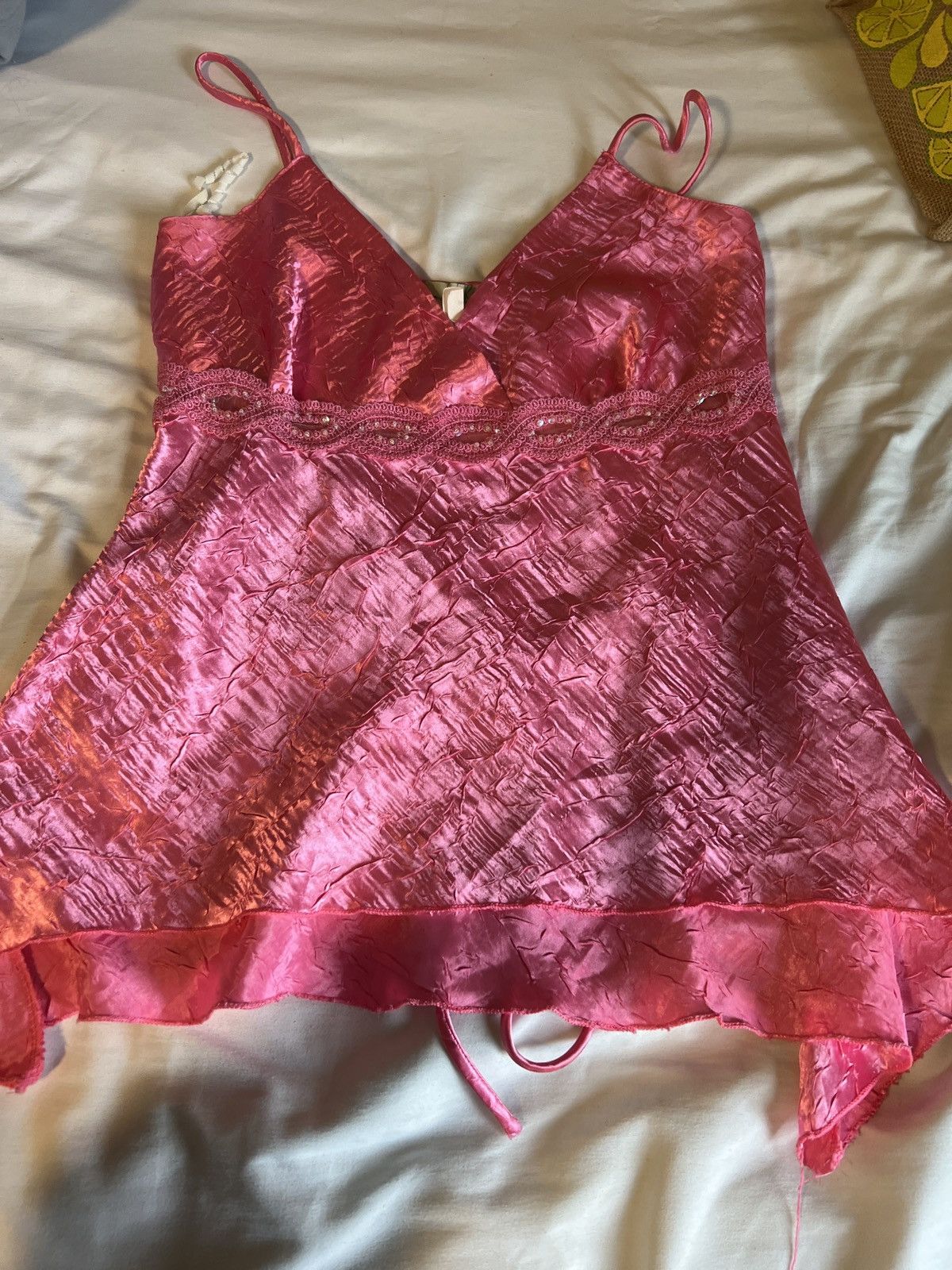 Vintage Vintage Y2K Pink Satin Top Size L / US 10 / IT 46 - 1 Thumbnail