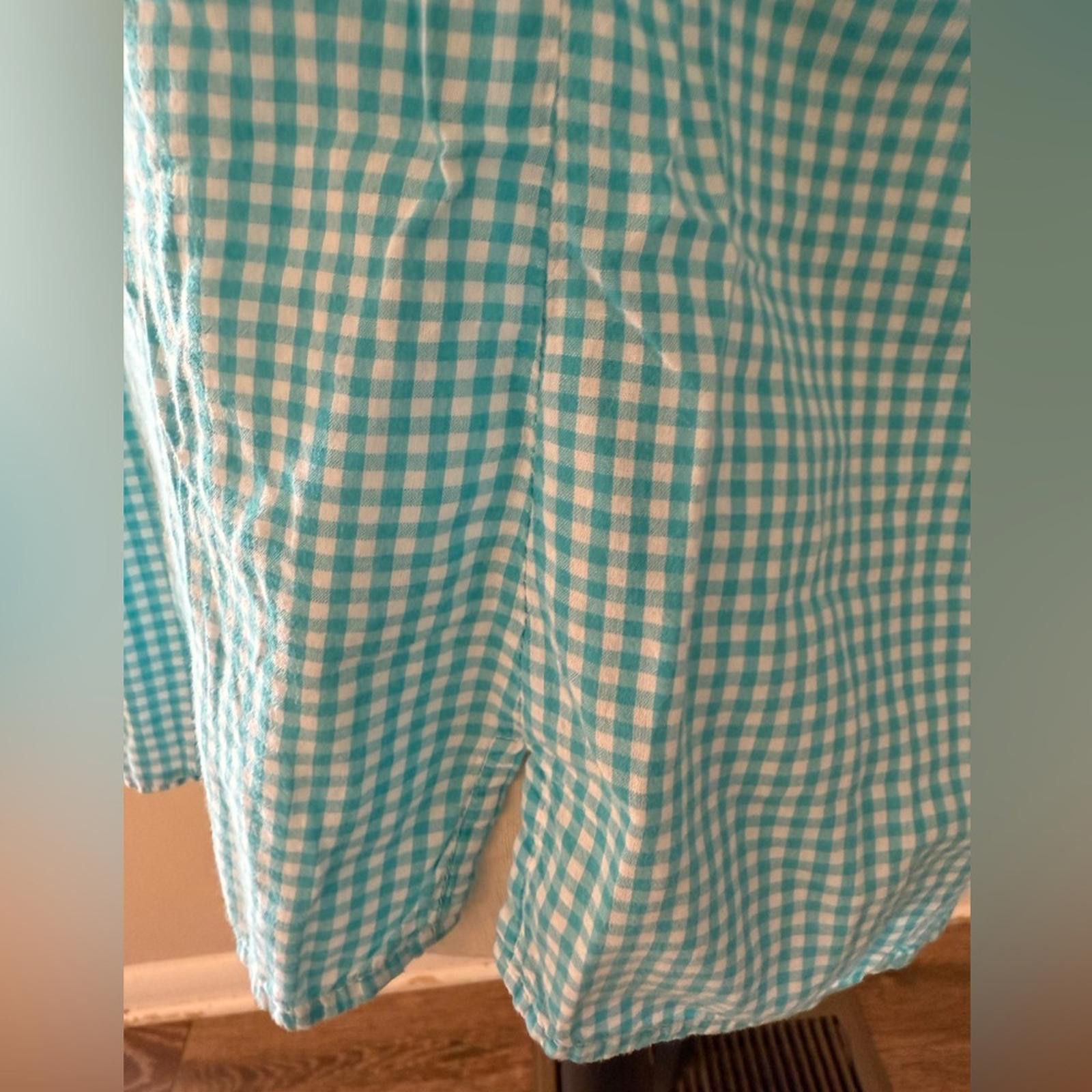 Erima Ericka teal white plaid ruffled button up long sleeve SZ LG Size L / US 10 / IT 46 - 6 Thumbnail