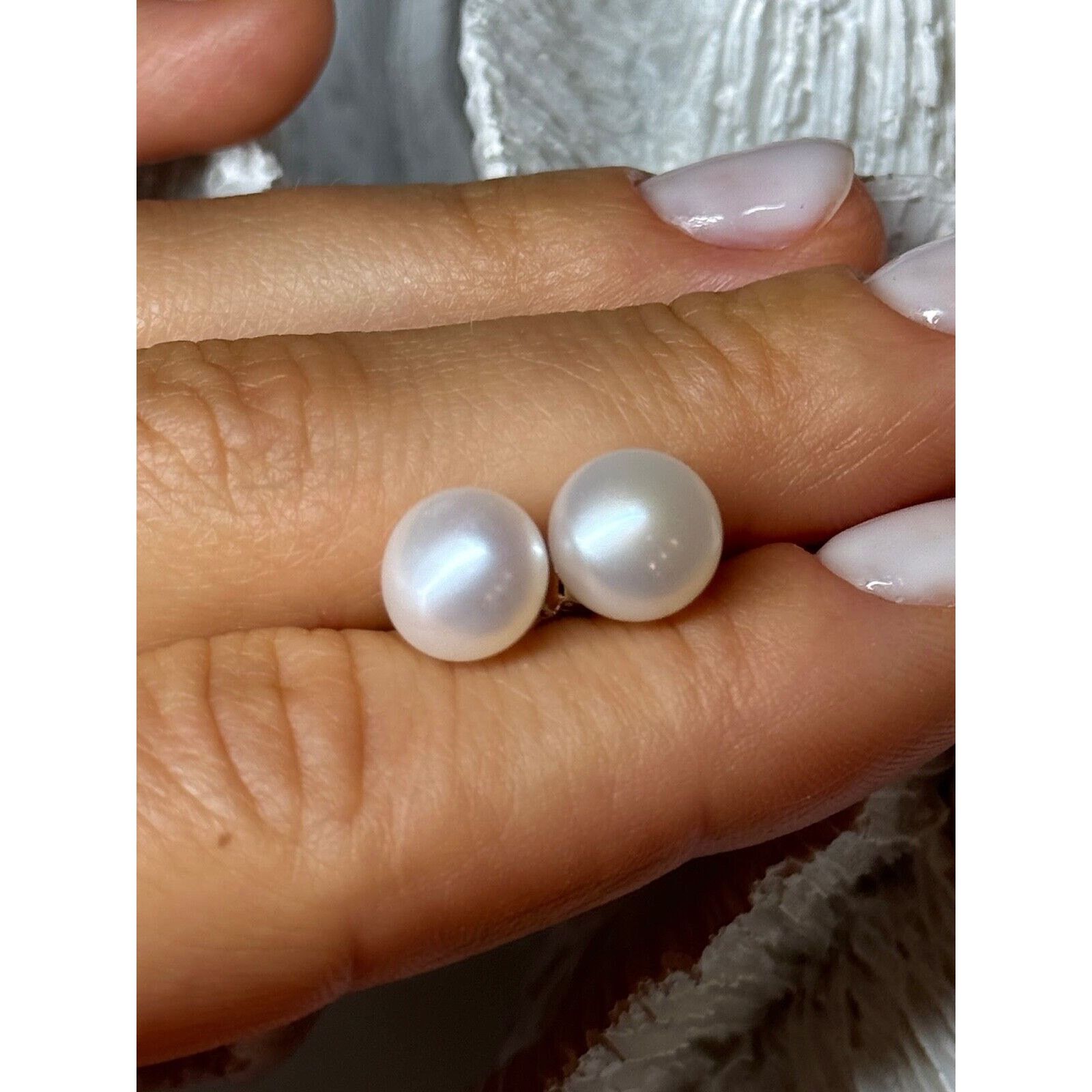 Jewelry 925 STERLING SILVER FRESH WATER PEARL EARRINGS LENGTH 0.35 Size ONE SIZE - 8 Thumbnail
