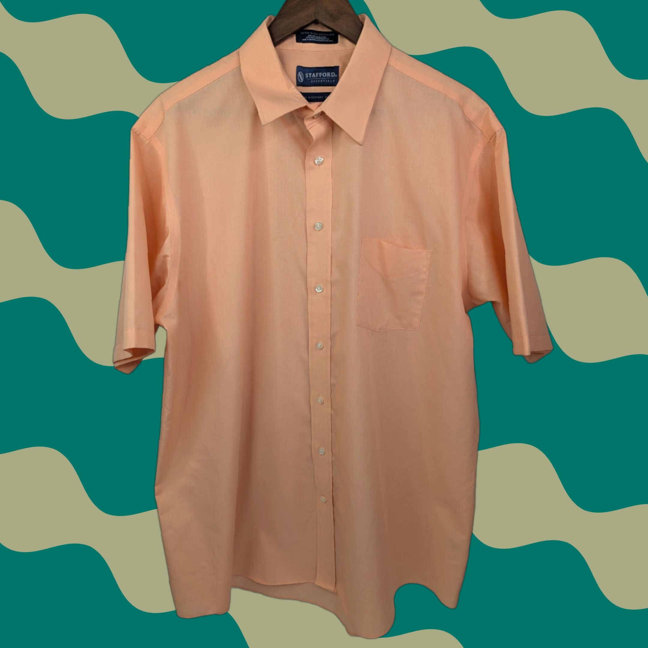 Stafford Stafford Shirt Mens Classic Fit The Everyday Short Sleeve Dress Shirt Orange 17.5 Size US XXL / EU 58 / 5 - 1 Thumbnail