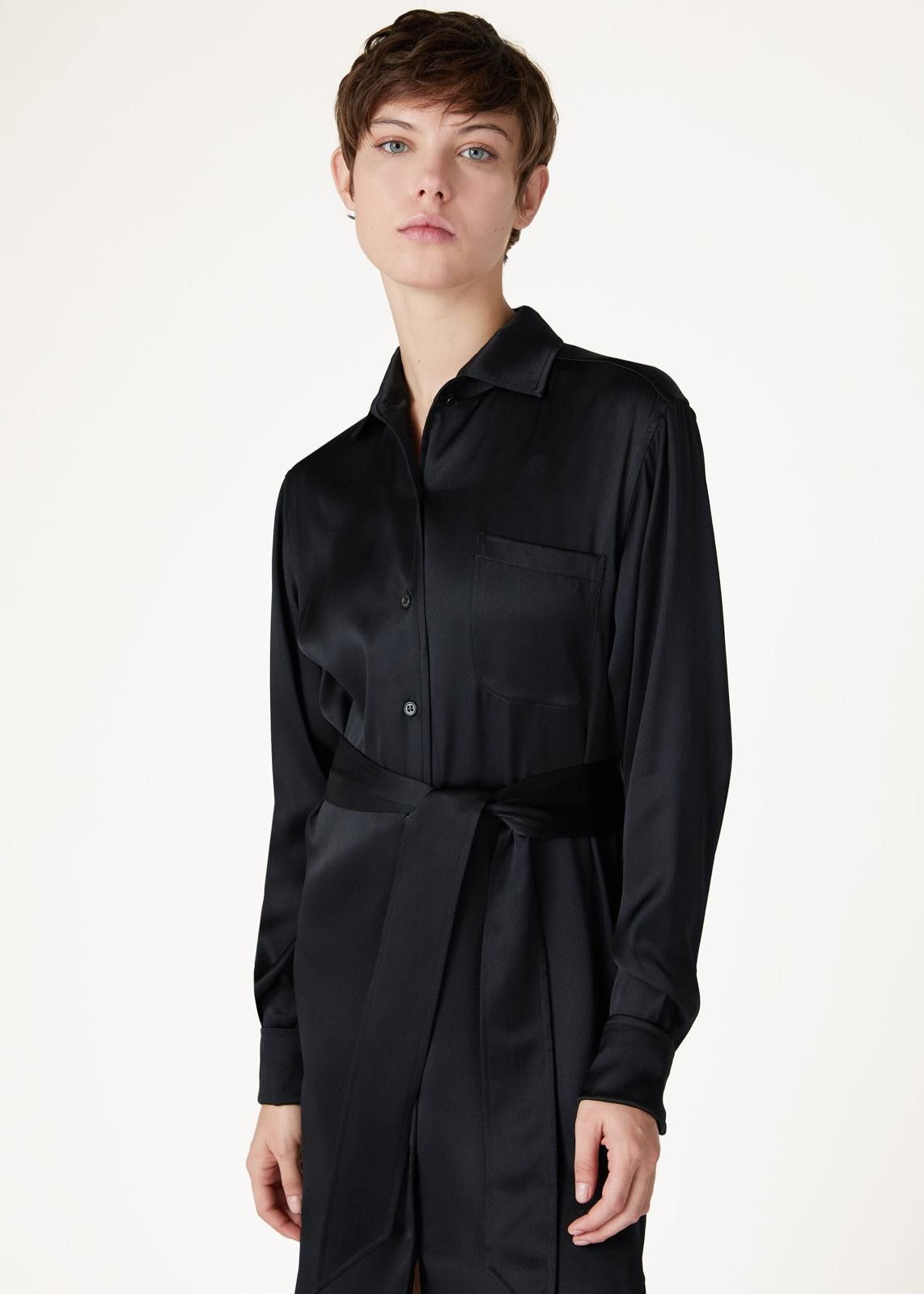 Loro Piana o1srvl11e0125 FAN7455 Karel Satin Dress in Black Size L / US 10 / IT 46 - 5 Thumbnail