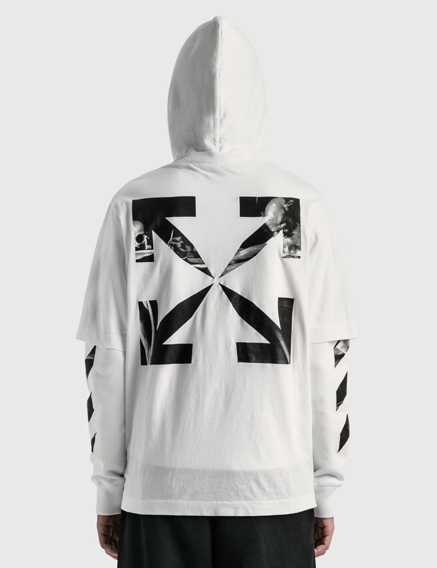 Off-White White Caravaggio Arrows Oversized Layered Tee Hoodie Size US XS / EU 42 / 0 - 2 Thumbnail
