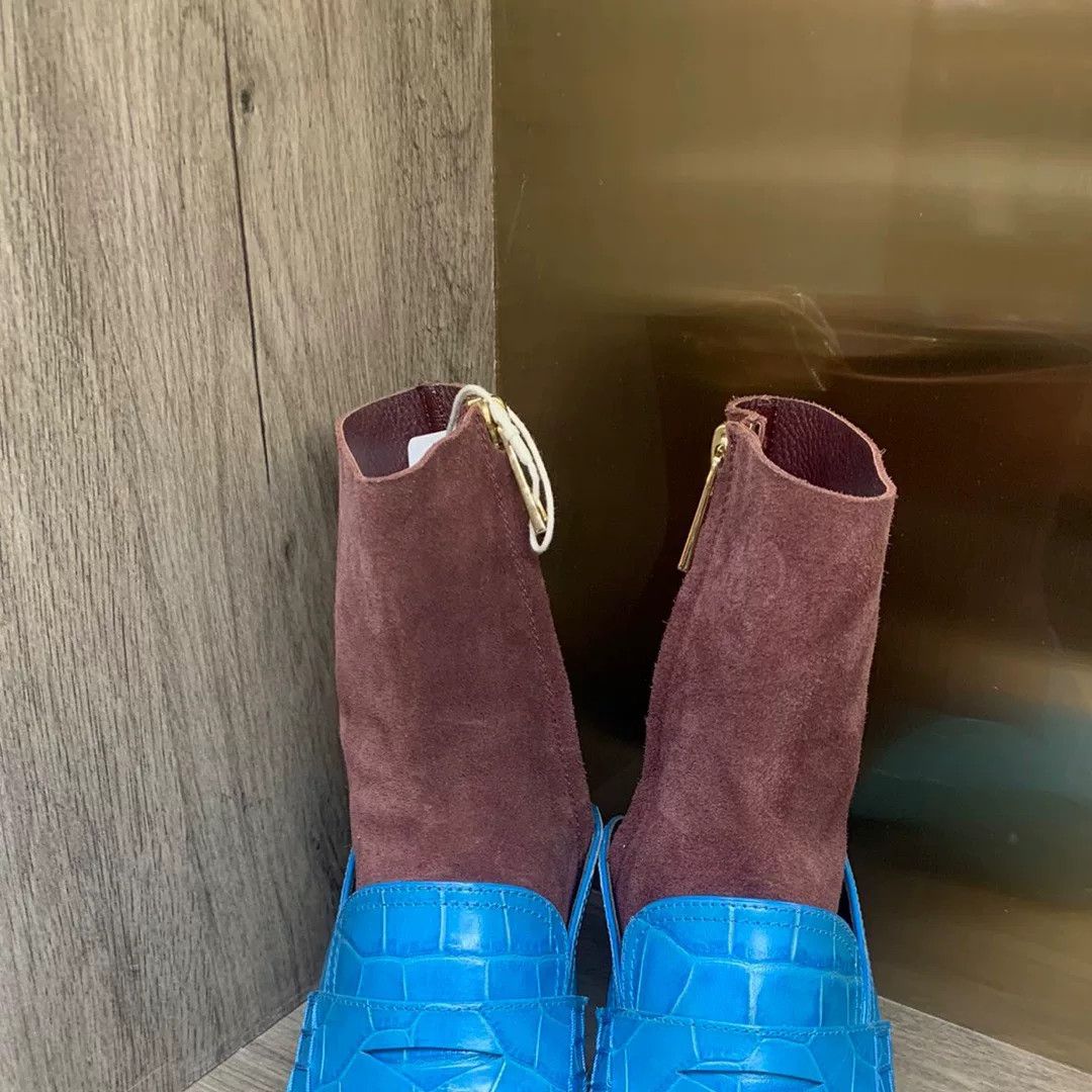 Loewe Loewe Sky Blue Crocodile Ankle Boots Size US 6 / IT 36 - 1 Thumbnail