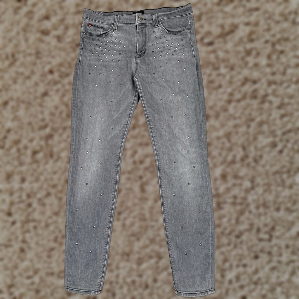 Hudson Hudson Womens Skinny Jeans Gray Medium Wash Studded 29x28 Slim Stretch Mid Rise 5-Pocket Denim Size 29" - 1 Thumbnail