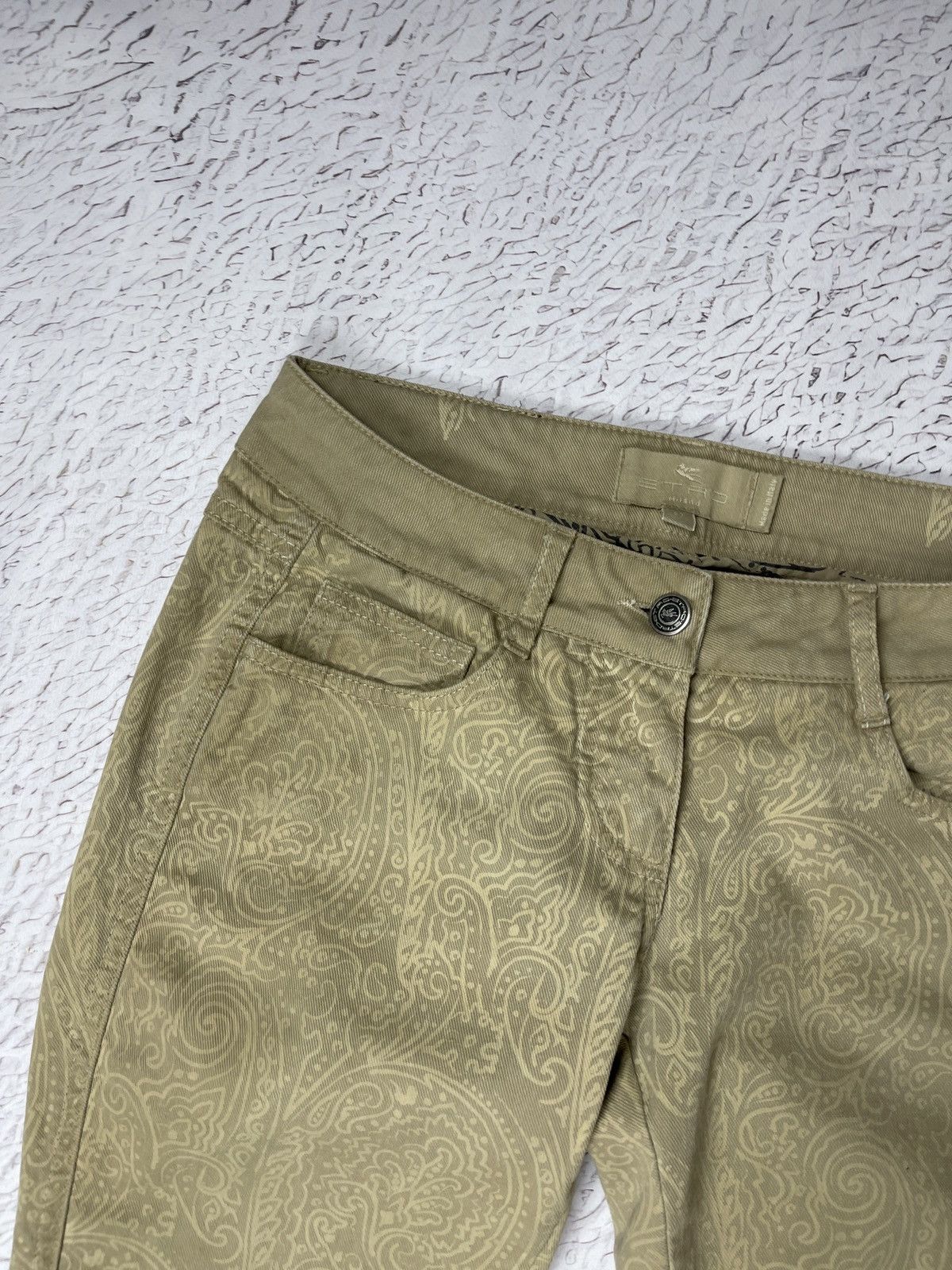 Etro Etro Milano paisley cotton beige gold casual pants Size 27" / US 4 / IT 40 - 9 Thumbnail