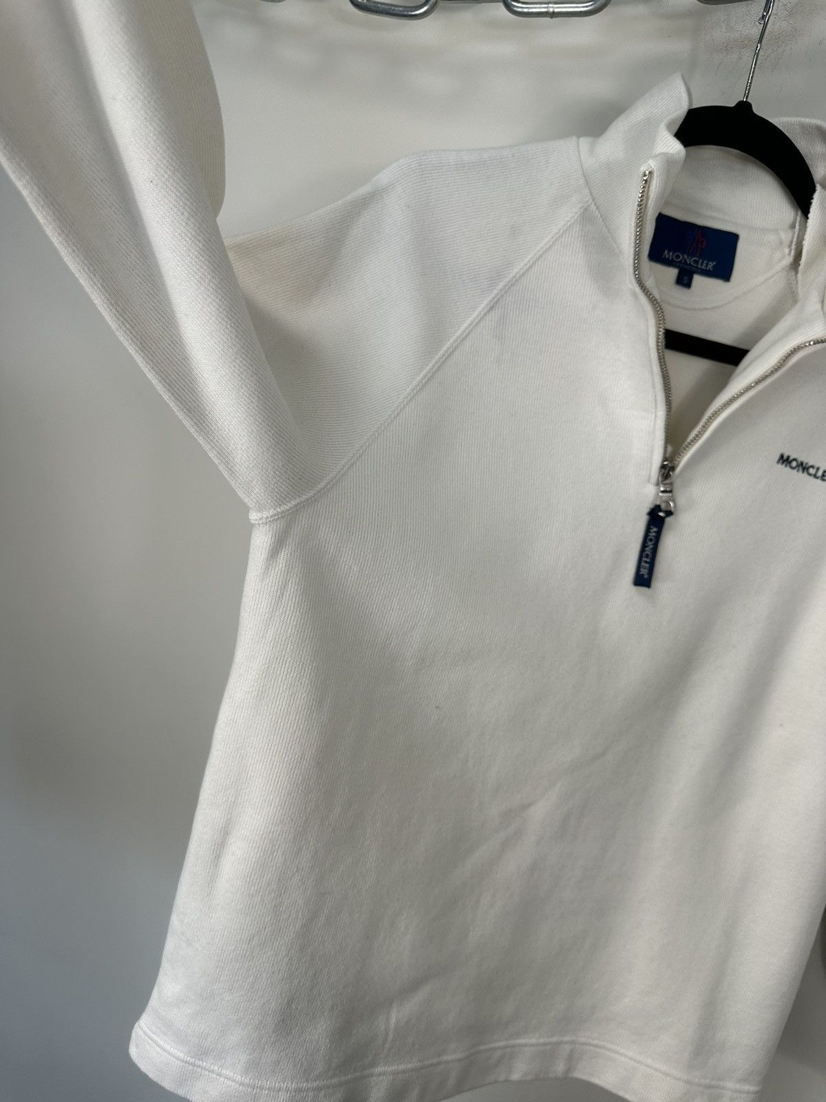 Moncler Vintage Moncler Grenoble White Luxury 1/4 Zip Sweater Size US S / EU 44-46 / 1 - 7 Thumbnail