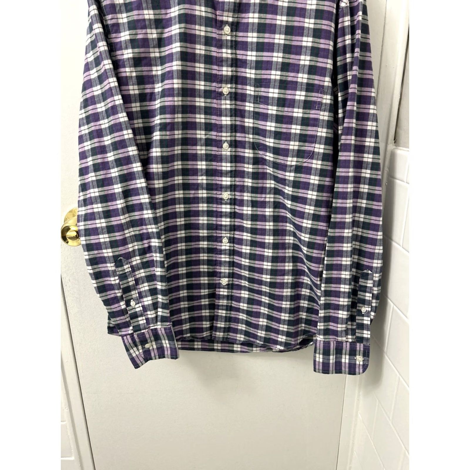 J.Crew J.Crew Broken-In Oxford Shirt Mens M Purple Plaid Organic Cotton Slim Fit L/S - Button-Down Collar, Classic, Preppy, Lightweight, Pockets Size US M / EU 48-50 / 2 - 3 Thumbnail