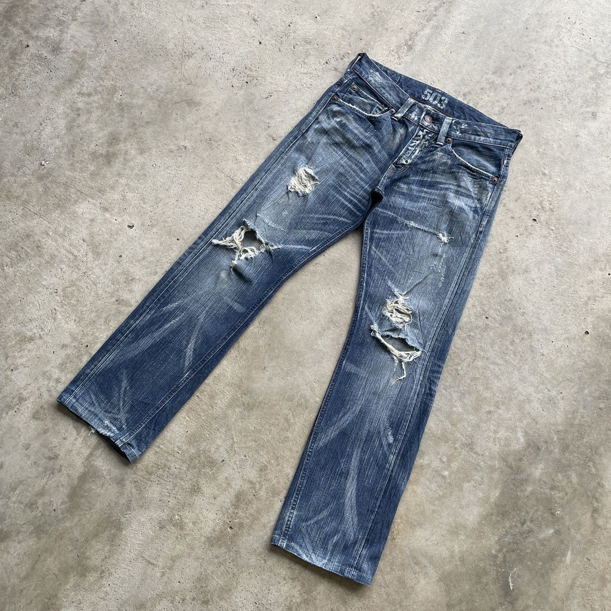 Edwin Vintage Edwin 503 Ripped Faded Distressed Jeans Pants Denim Size US 32 / EU 48 - 2 Thumbnail