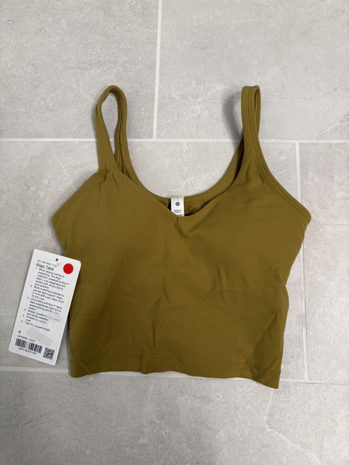 Lululemon Align Cropped Nulu Tank in Auric Gold Size 4
