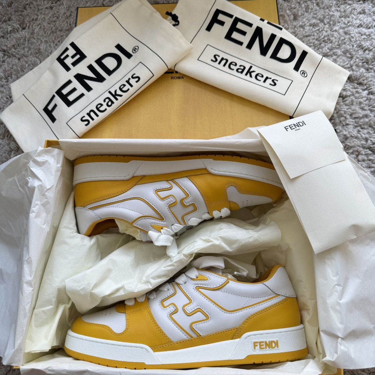 Fendi Fendi Roma sneakers size 42 US9 leather yellow mustard Size US 9 / EU 42 - 1 Thumbnail
