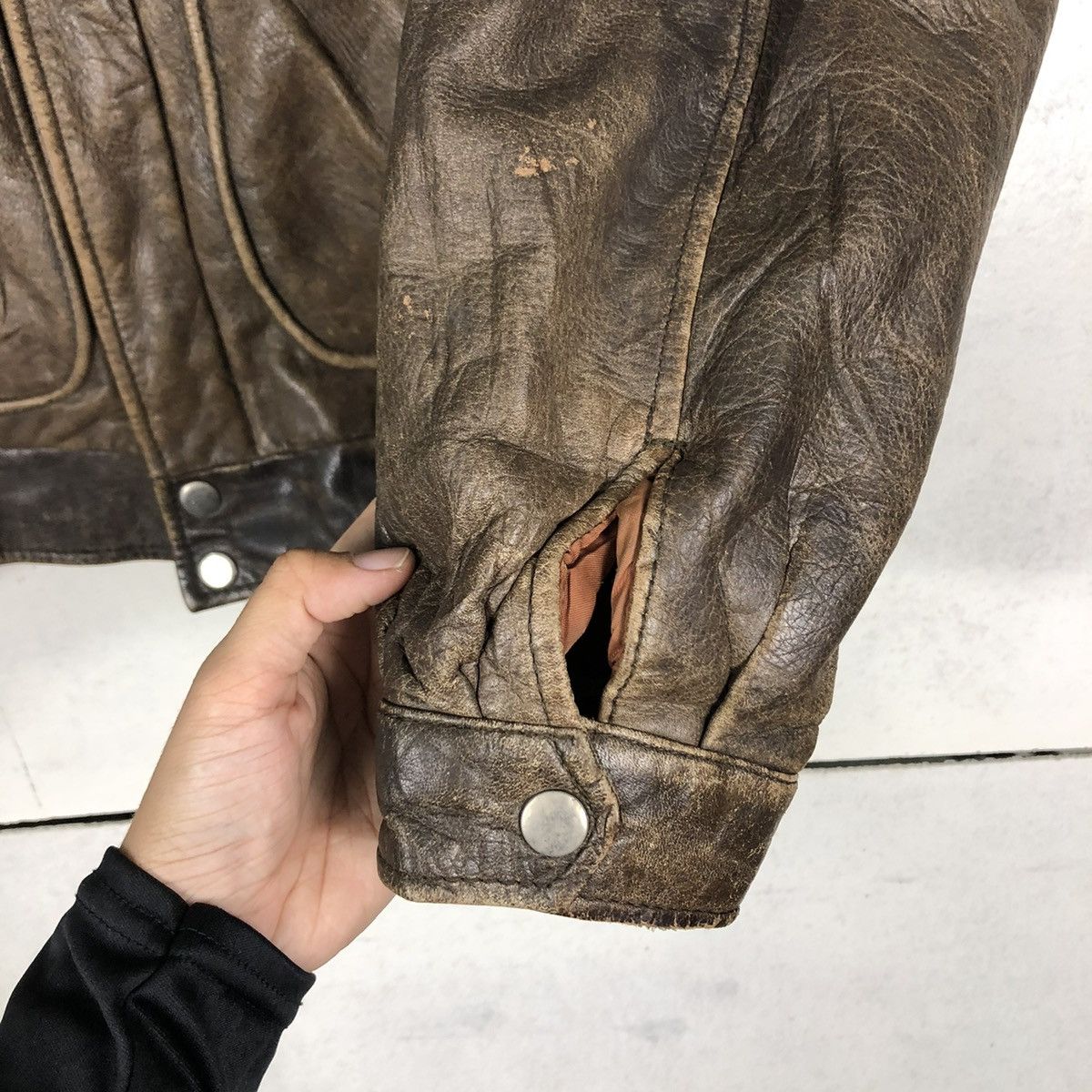 Japanese Brand 🔥VINTAGE FLY BOMBER LEATHER JACKET FOX-TROT JAPAN MADE Size US M / EU 48-50 / 2 - 17 Thumbnail