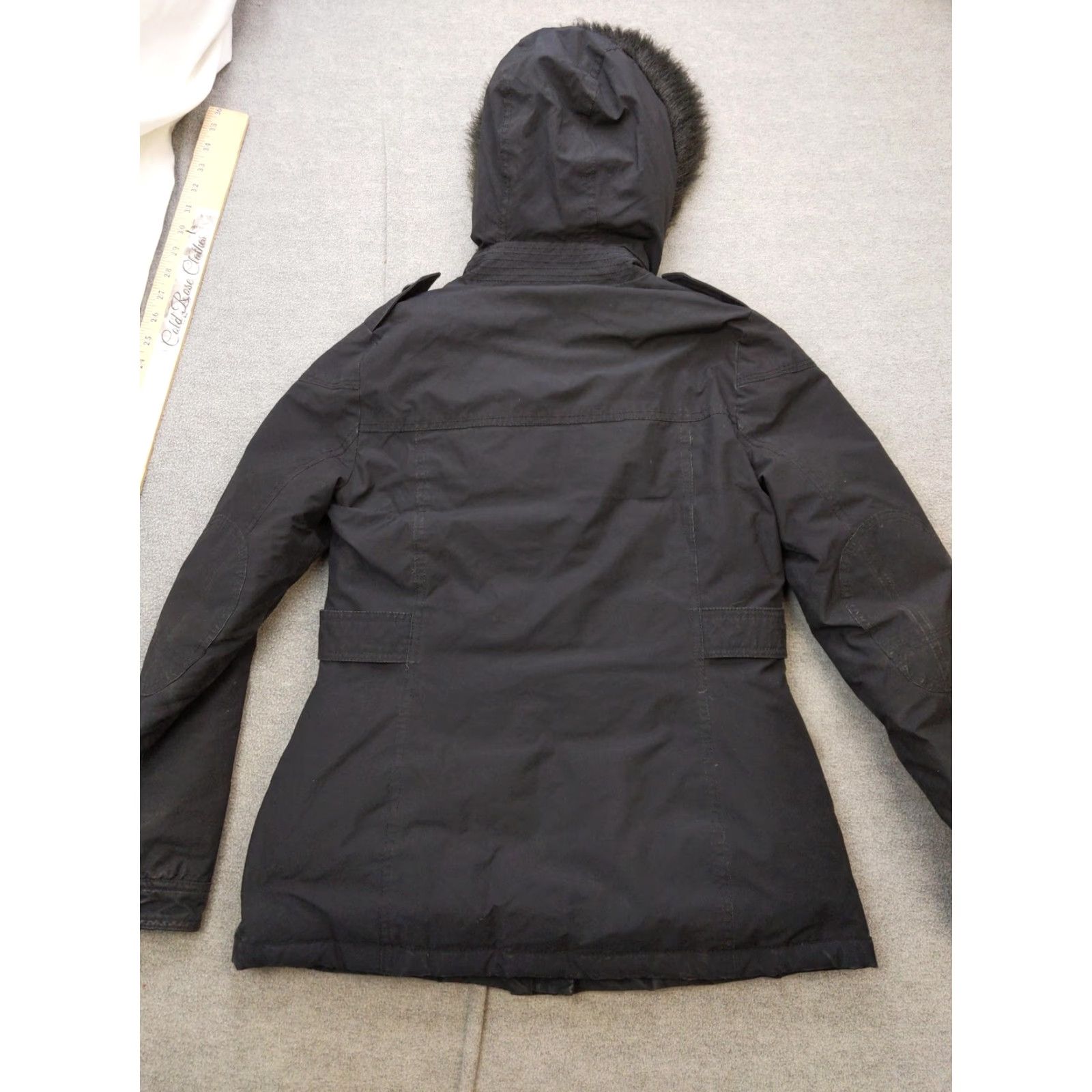 Banana Republic VINTAGE Banana Republic Parka Coat XS Black Down Insulated Hooded Fur Trim Lined Womens Size XS / US 0-2 / IT 36-38 - 6 Thumbnail