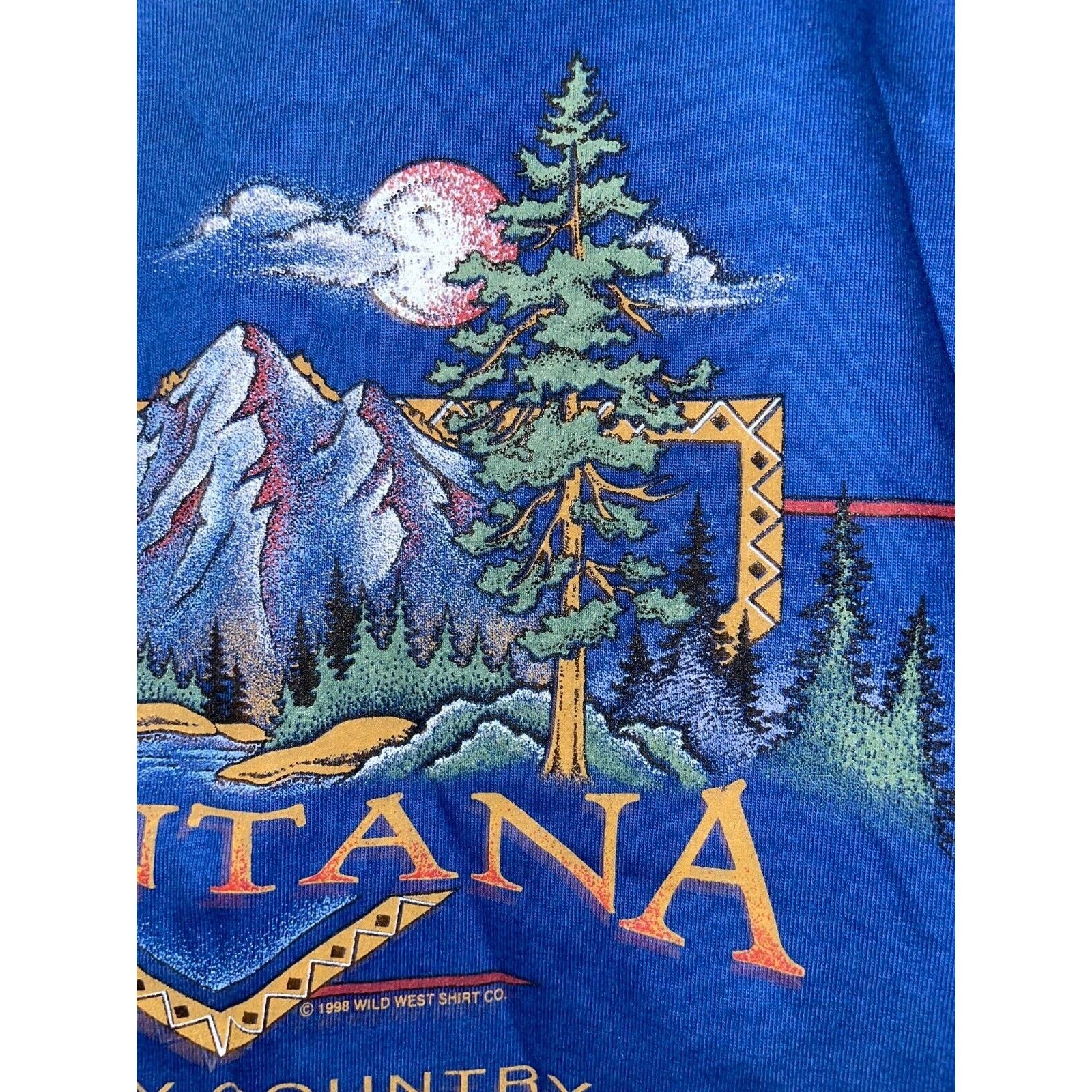 Jerzees Vintage Big Sky Country Shirt Montana Blue Tee VTG 90s Large Size US L / EU 52-54 / 3 - 5 Thumbnail