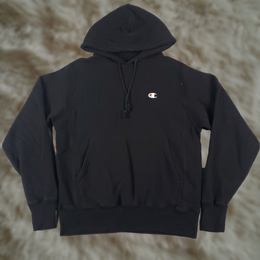 Champion VINTAGE Champion Hoodie Pullover Mens Small Black Cotton Blend Fleece Logo Zipper All Seasons Size US S / EU 44-46 / 1 - 1 Thumbnail