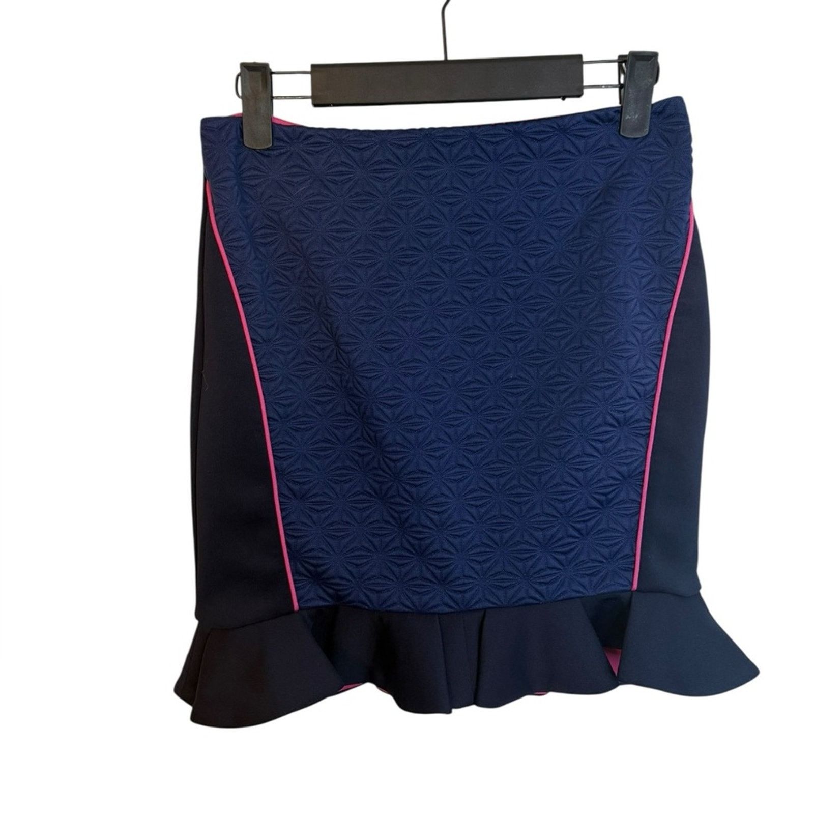 Other Color Mikibana Navy Blue Quilted Ruffle Mini Skirt Size 27" / US 4 / IT 40 - 1 Thumbnail