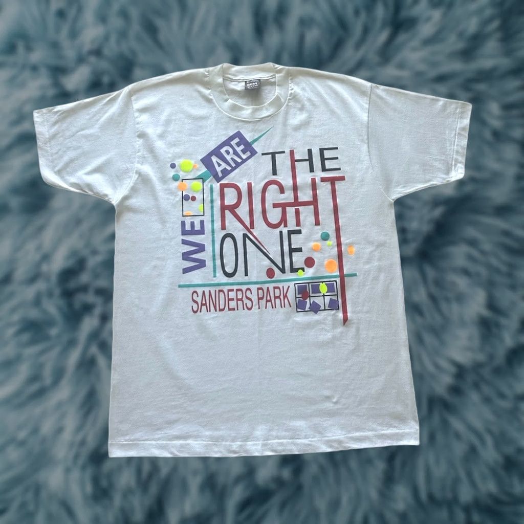 Vintage VTG 90s Screen Stars Sanders Park “We Are The Right One” Single Stitch Tee XL White Mens T-Shirt NWOT Size US XL / EU 56 / 4 - 1 Thumbnail