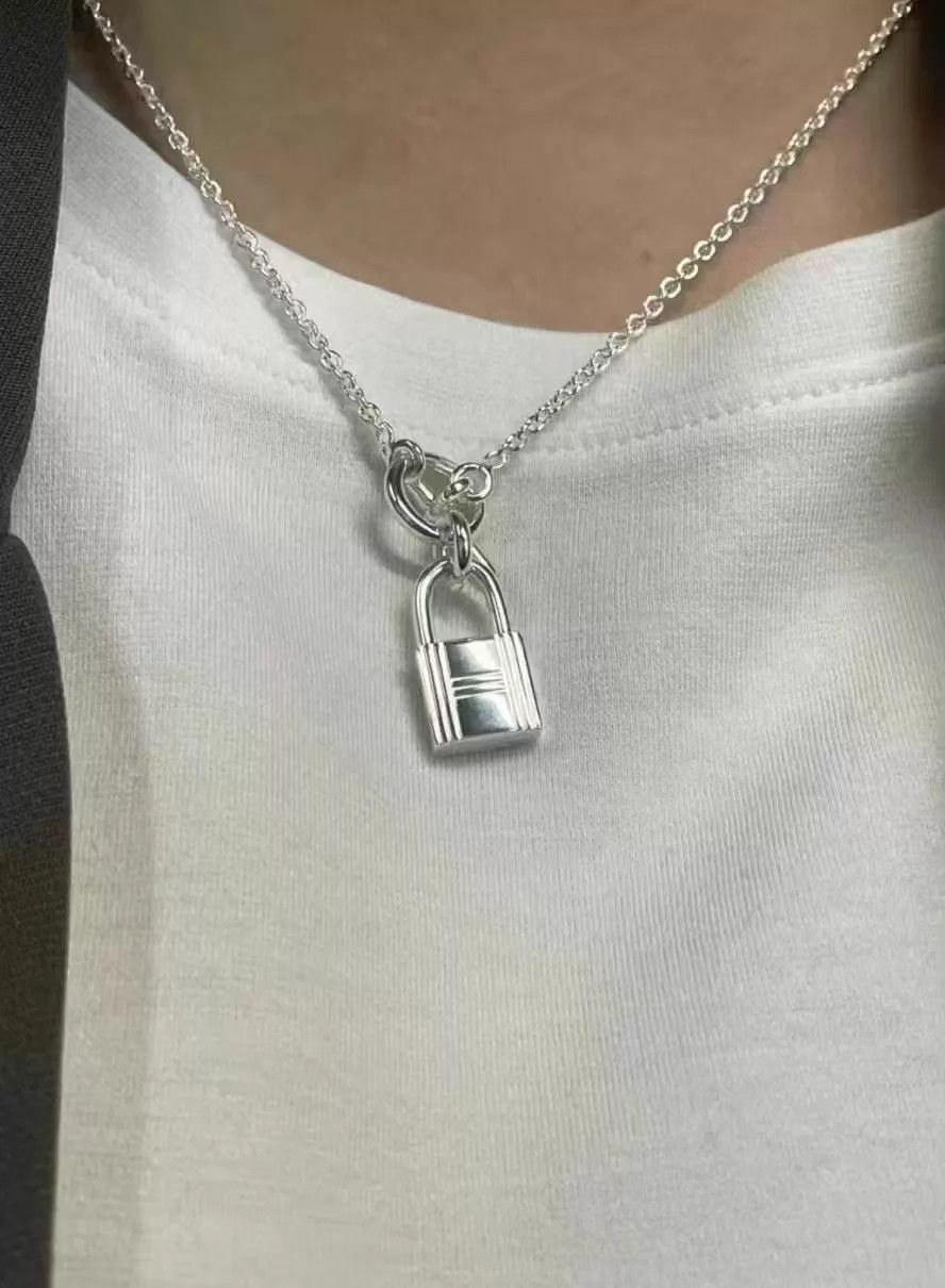 Hermes HERMES 925 Silver Lock Pendant Necklace 40cm M127 New Size ONE SIZE - 6 Thumbnail