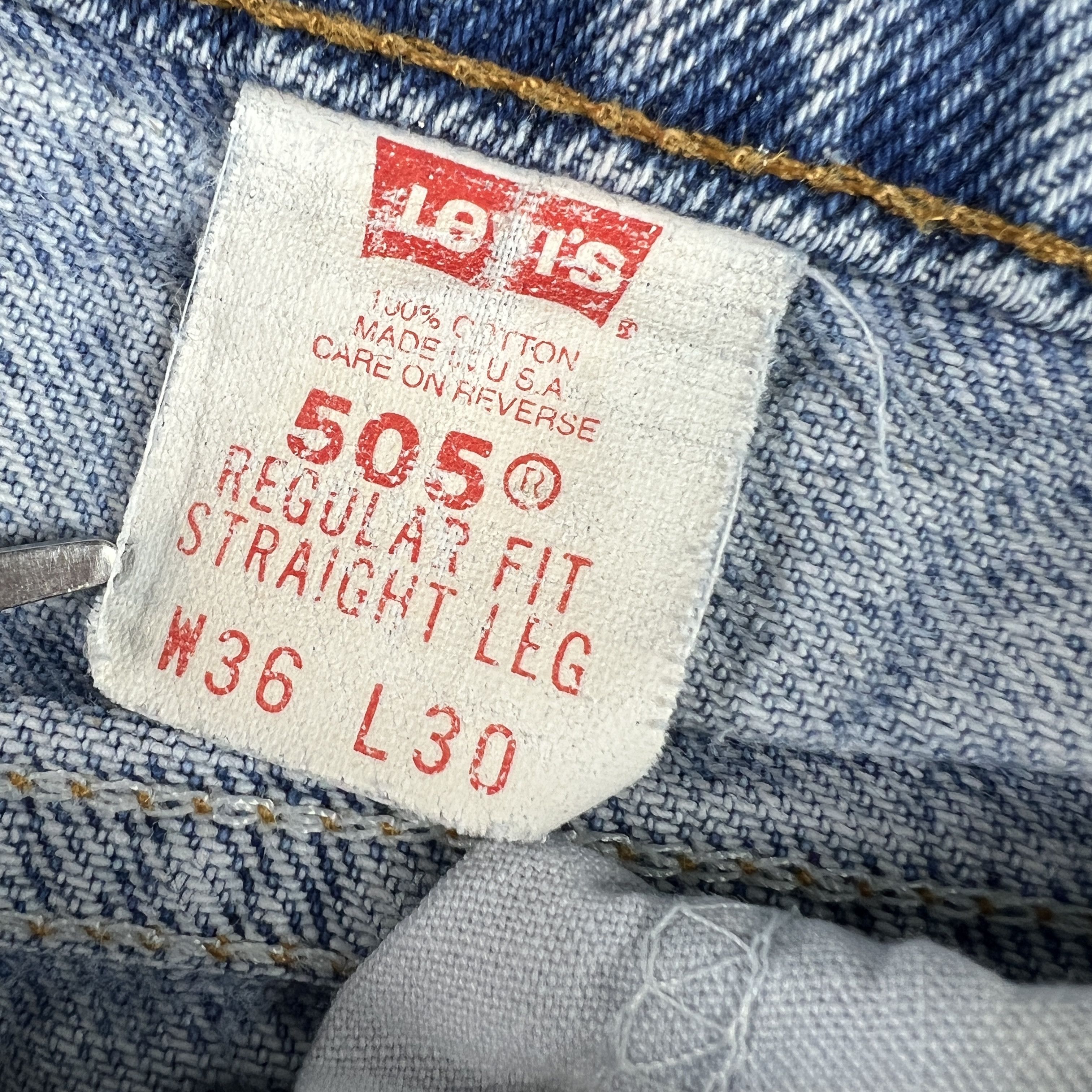 Levi's × Vintage VTG 90s Levi's Jeans 505 Straight Blue Denim Orange Tab Size US 34 / EU 50 - 13 Thumbnail