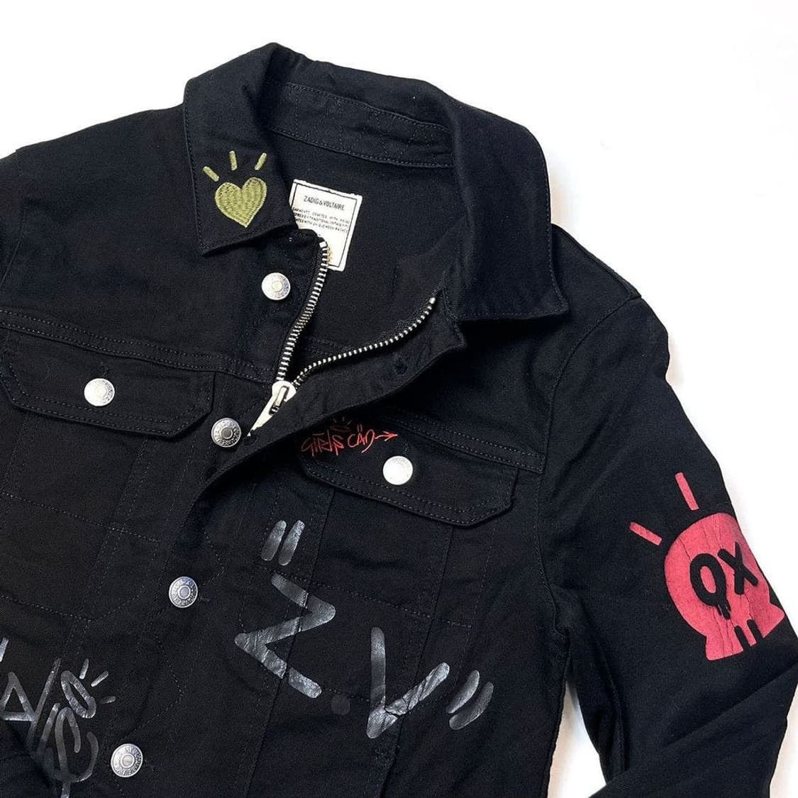 Zadig & Voltaire Zadig & Voltaire denim jacket with graffiti style graphics Size XS / US 0-2 / IT 36-38 - 11 Thumbnail