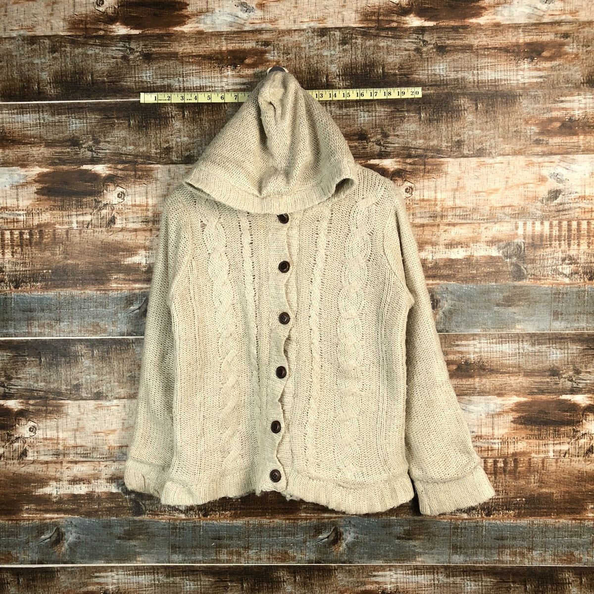 Homespun Knitwear × Japanese Brand Woble Cotton Brown Hoodie cable Knitwear #A2338 Size M / US 6-8 / IT 42-44 - 1 Thumbnail