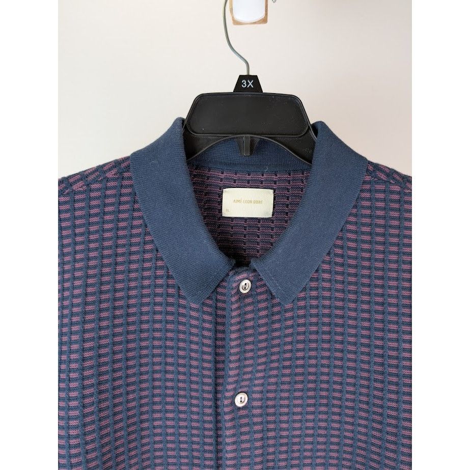 Aime Leon Dore o1rshd1 Long-Sleeve Polo Cardigan Moonlit in Ocean Size US XL / EU 56 / 4 - 7 Thumbnail