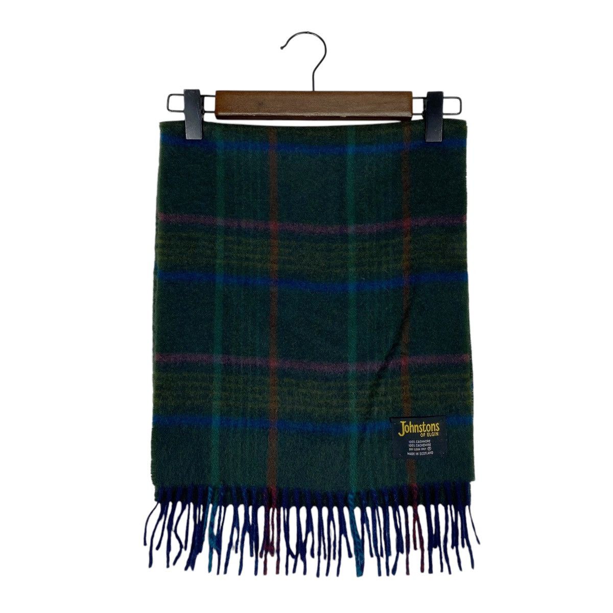 Johnstons Of Elgin Vintage Johnston Of Elgin Green Checked Scarf Muffler Size ONE SIZE - 2 Thumbnail