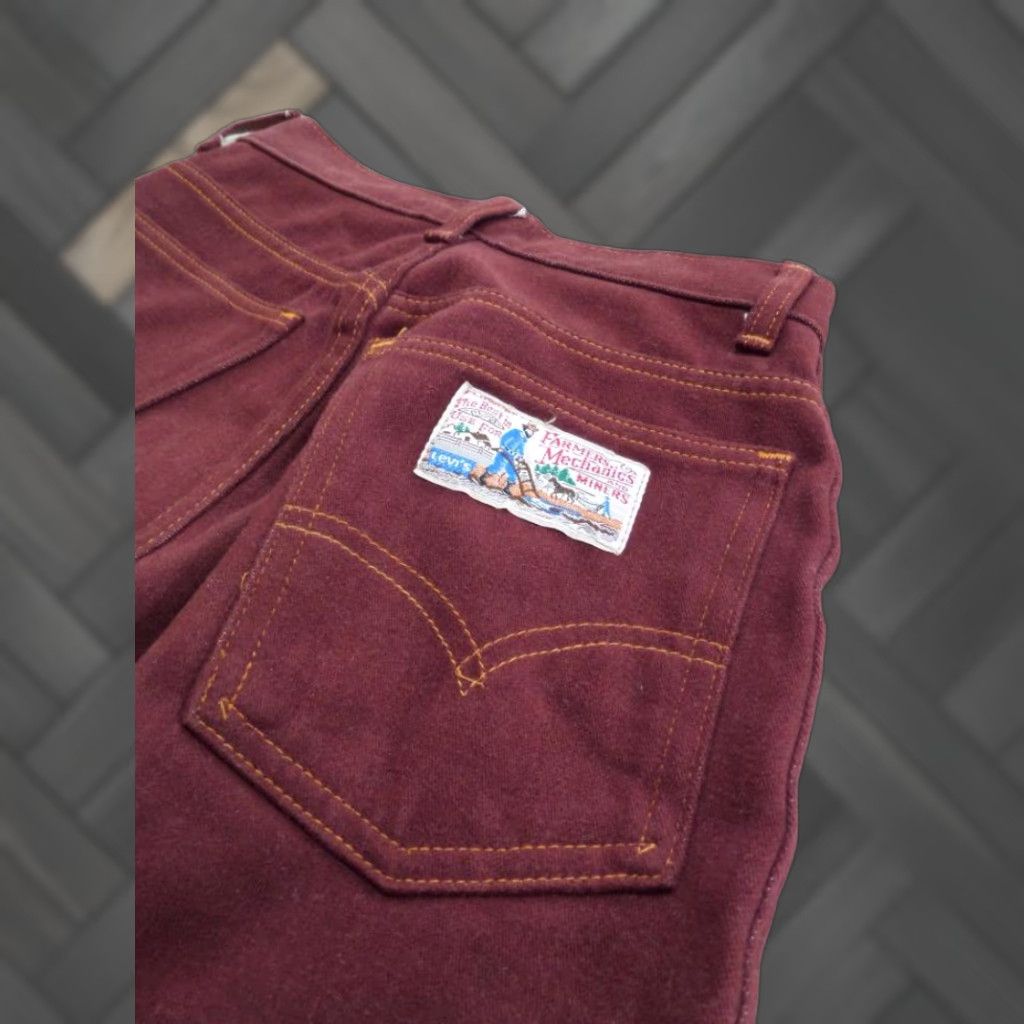 Levi's VINTAGE Levi's burgundy HIGH WAIST pants 24x30 jeans CHAMOIS velvet Womens, no tag size, 1970s era Size 42" / US 20 - 1 Thumbnail