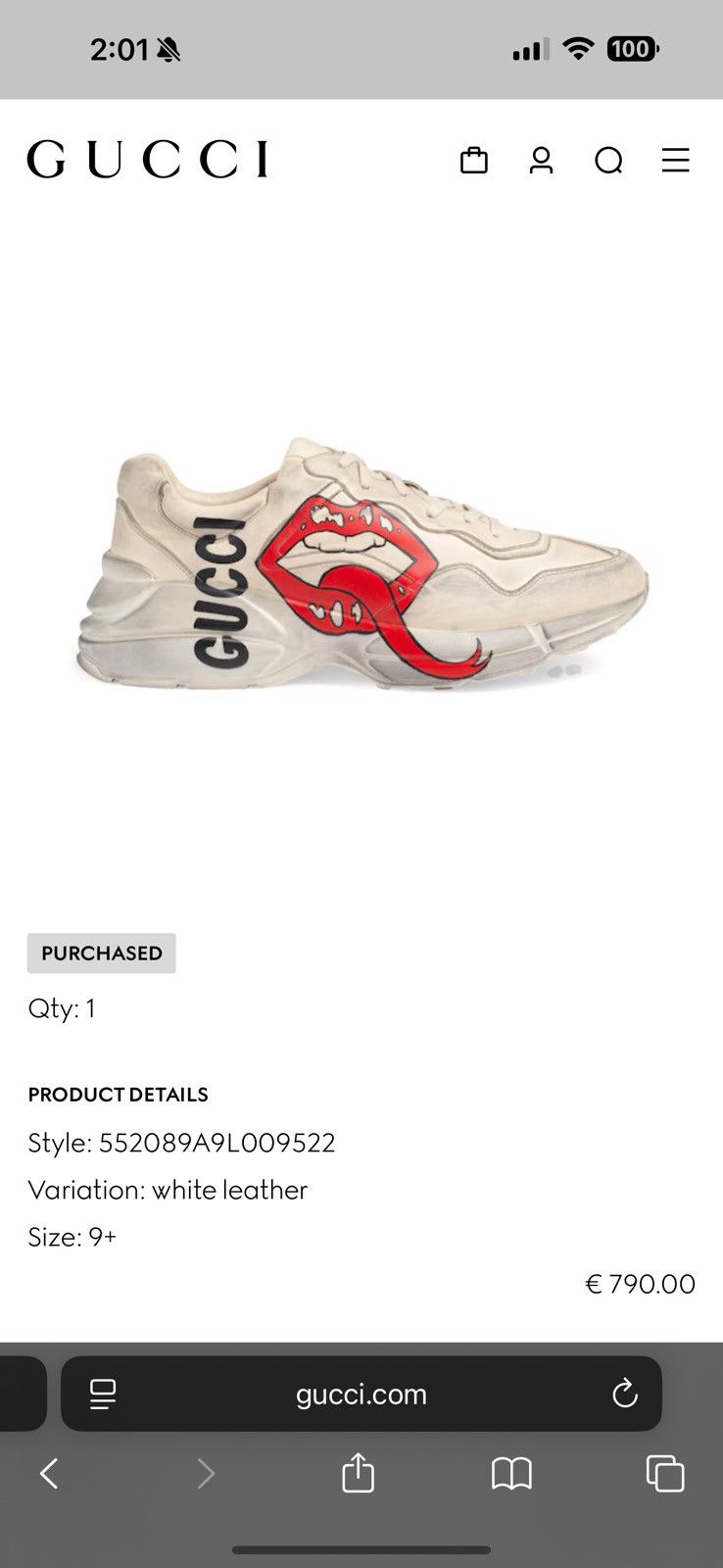 Gucci Gucci X Rolling Stones Rython Size US 10 / EU 43 - 11 Thumbnail