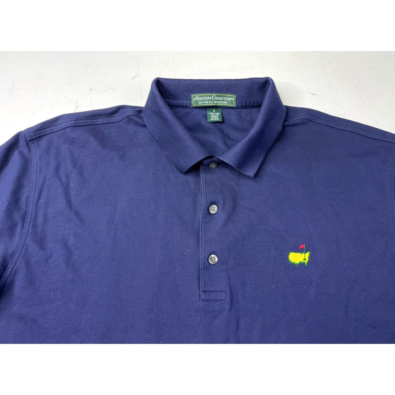 Vintage Masters Collection Men Polo Shirt Golf Blue 60s Navy L Short Sleeve 100% Cotton Regular Pullover Collared Knit Button Logo Sports Classic Vintage: No Size US L / EU 52-54 / 3 - 2 Thumbnail