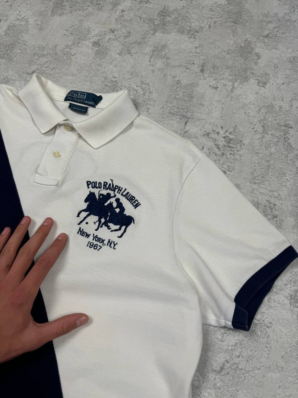 Polo Ralph Lauren Vintage Polo Ralph Lauren Number 2 Polo Stripe White Navy Size US XL / EU 56 / 4 - 5 Thumbnail